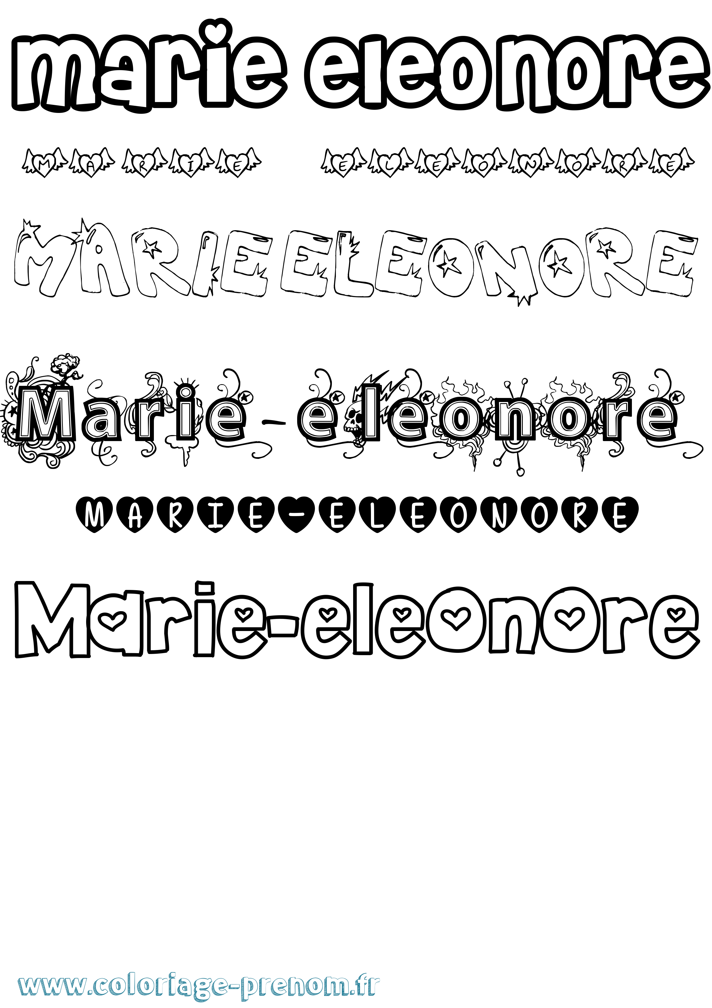 Coloriage Marie-Eleonore Girly Coloriage prénom Marie-Eleonore Girly