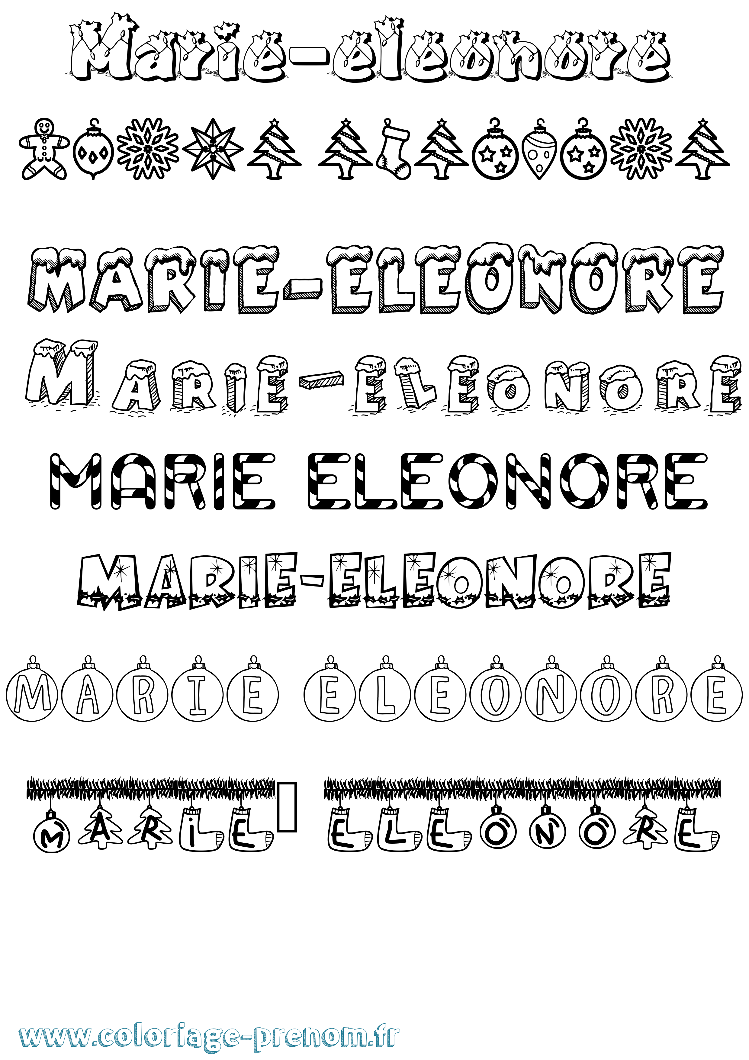 Coloriage Marie-Eleonore Noël Coloriage prénom Marie-Eleonore Noël