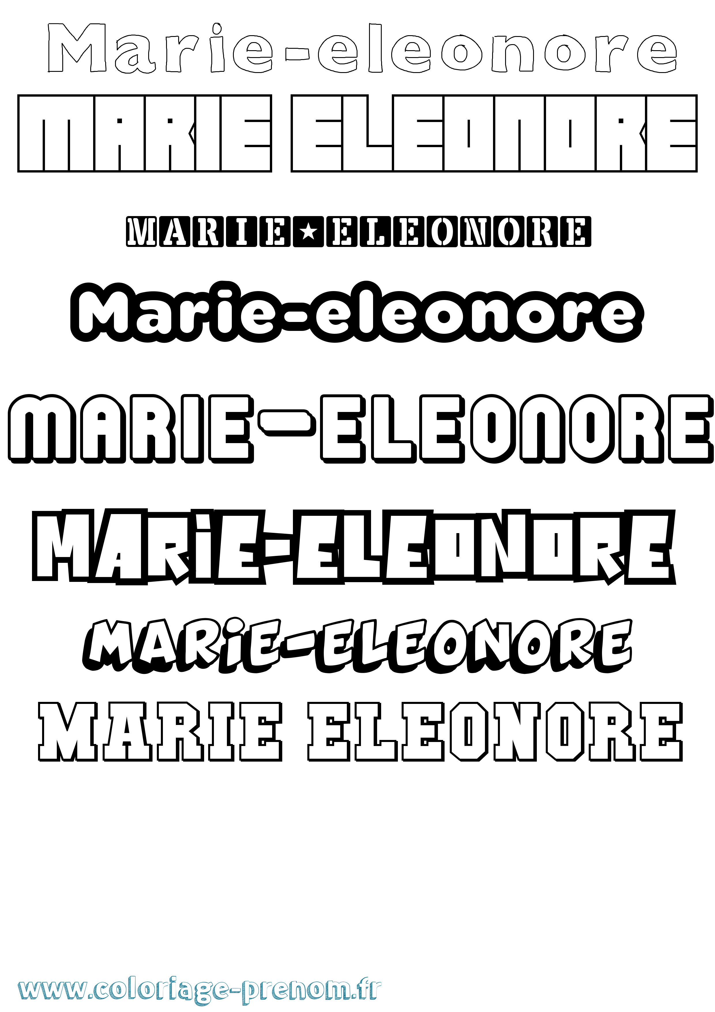 Coloriage Marie-Eleonore Simple Coloriage prénom Marie-Eleonore Simple