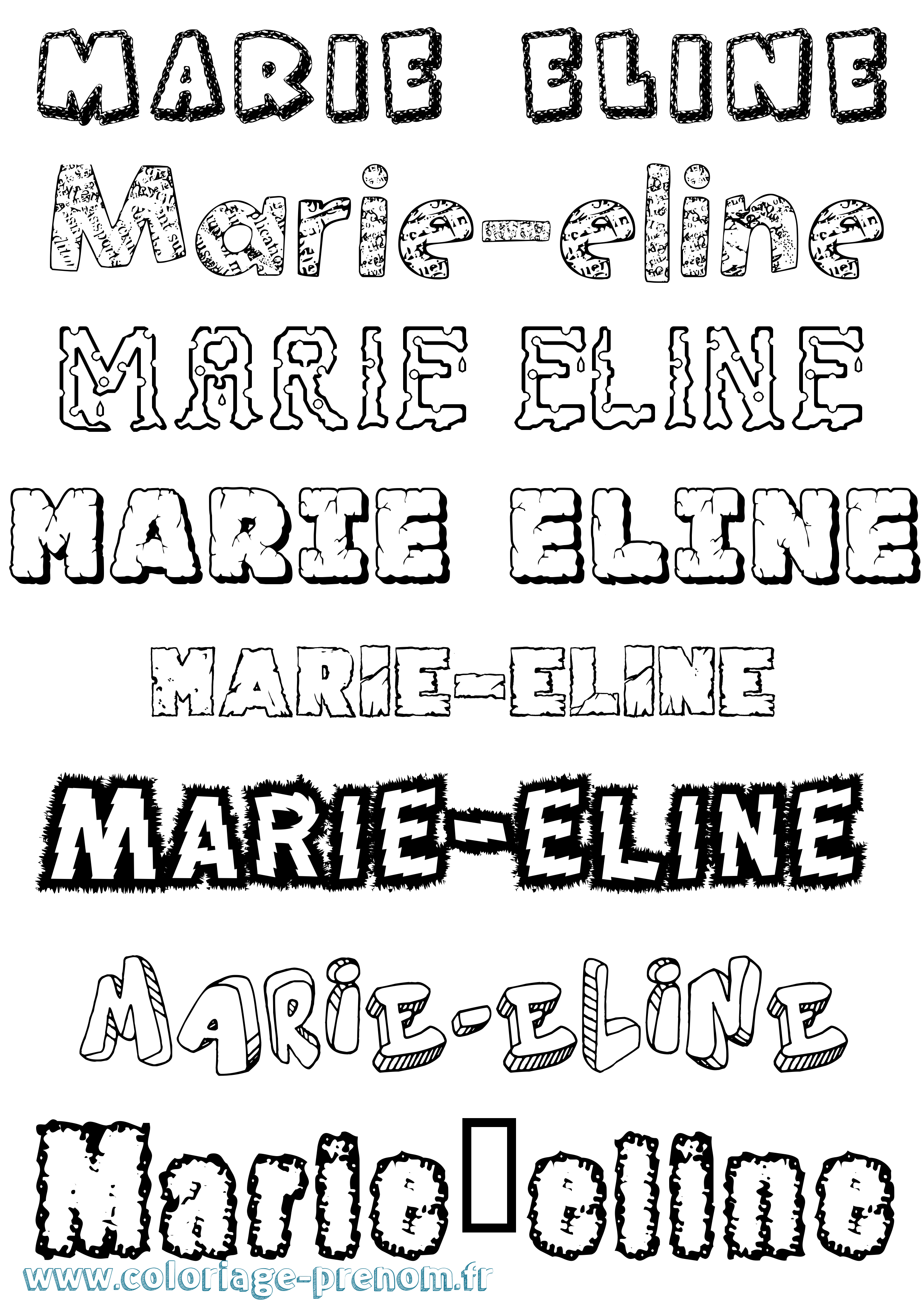 Coloriage Marie-Eline Destructuré Coloriage prénom Marie-Eline Destructuré