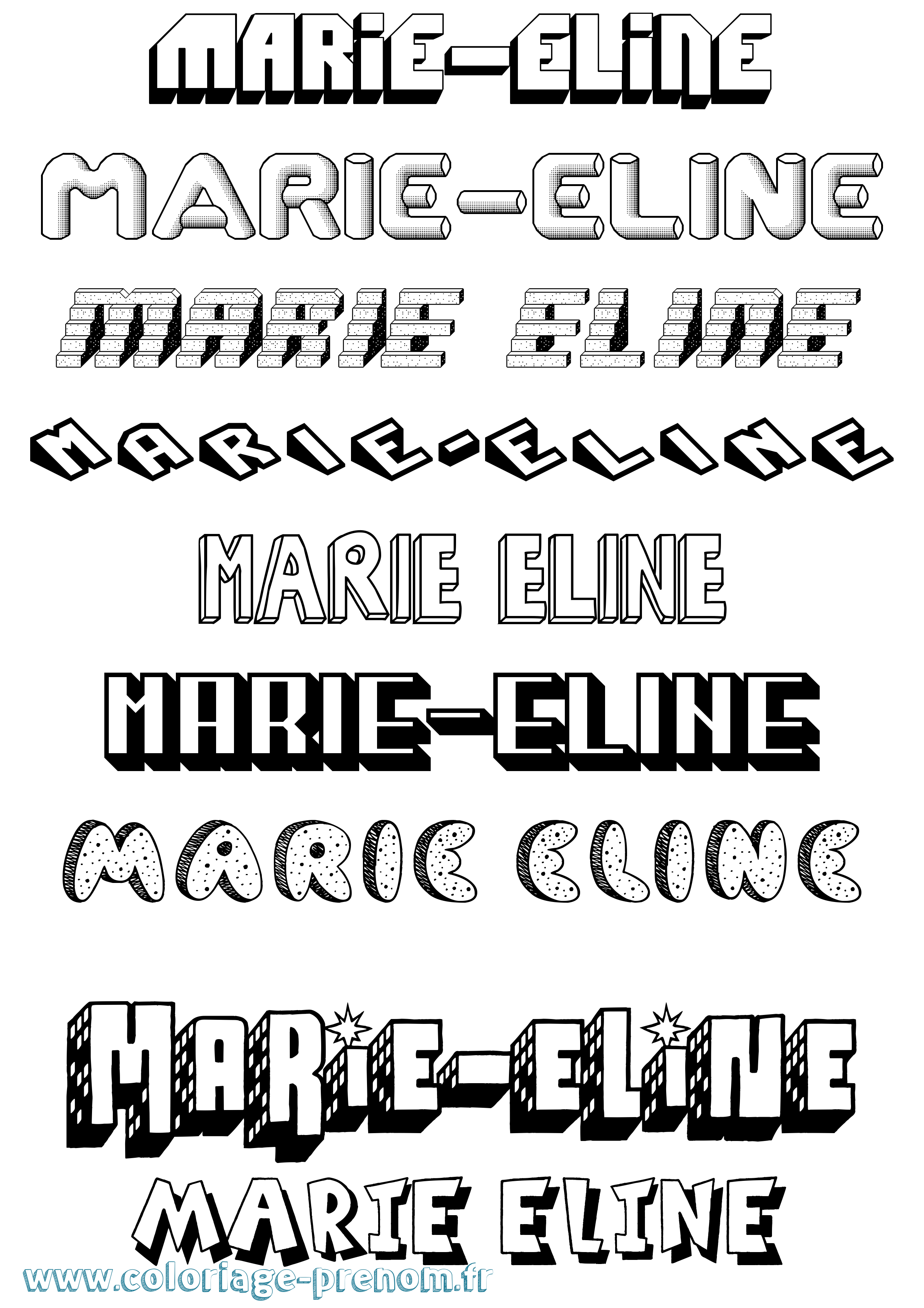 Coloriage Marie-Eline Effet 3D Coloriage prénom Marie-Eline Effet 3D