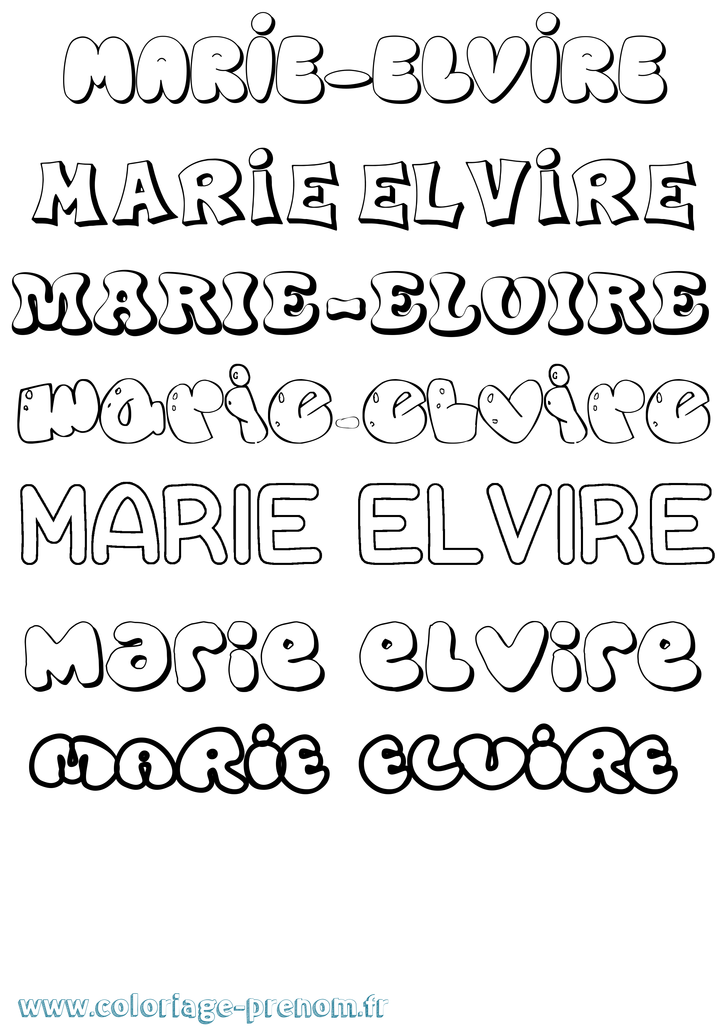 Coloriage Marie-Elvire Bubble Coloriage prénom Marie-Elvire Bubble