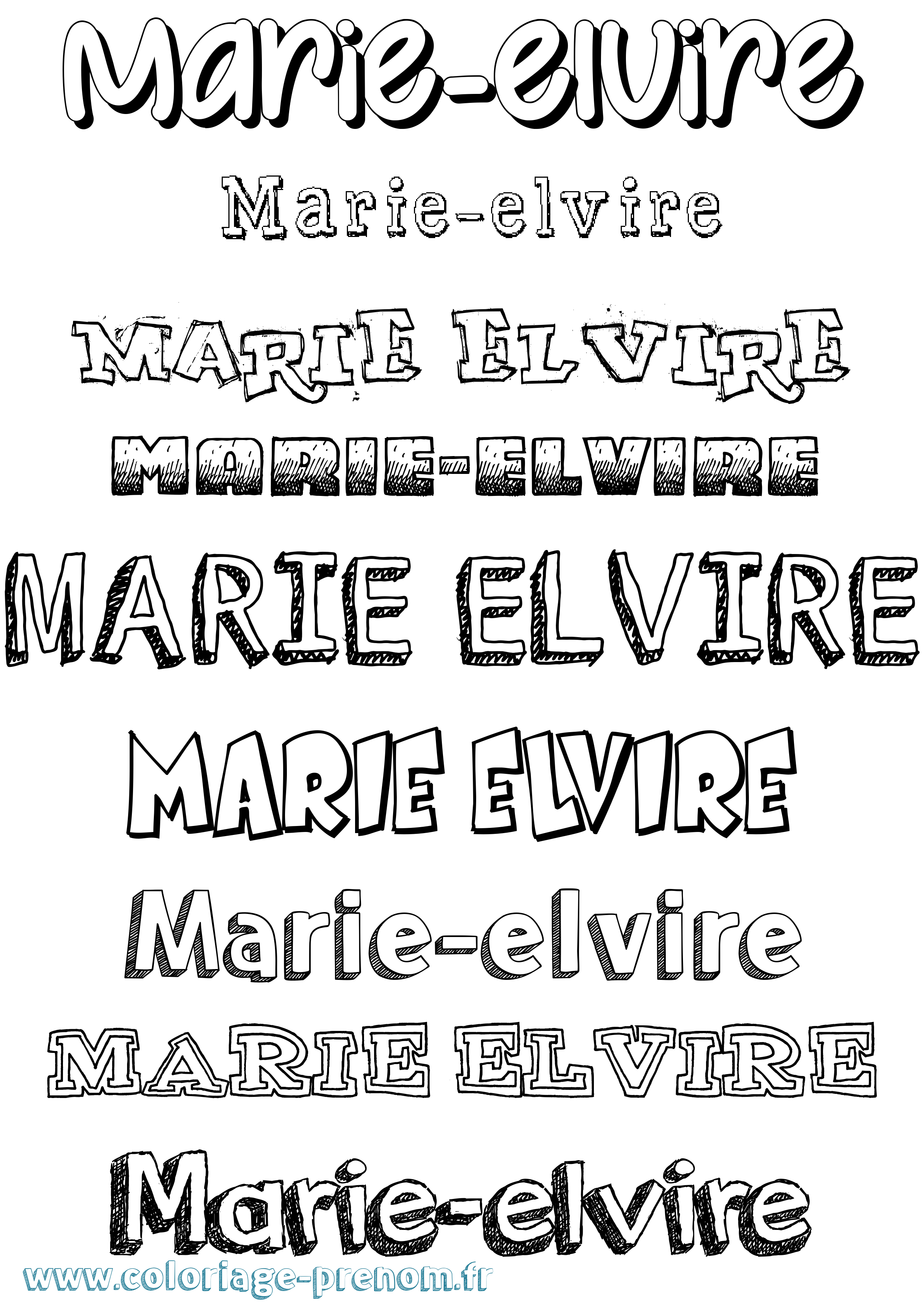 Coloriage Marie-Elvire Dessiné Coloriage prénom Marie-Elvire Dessiné