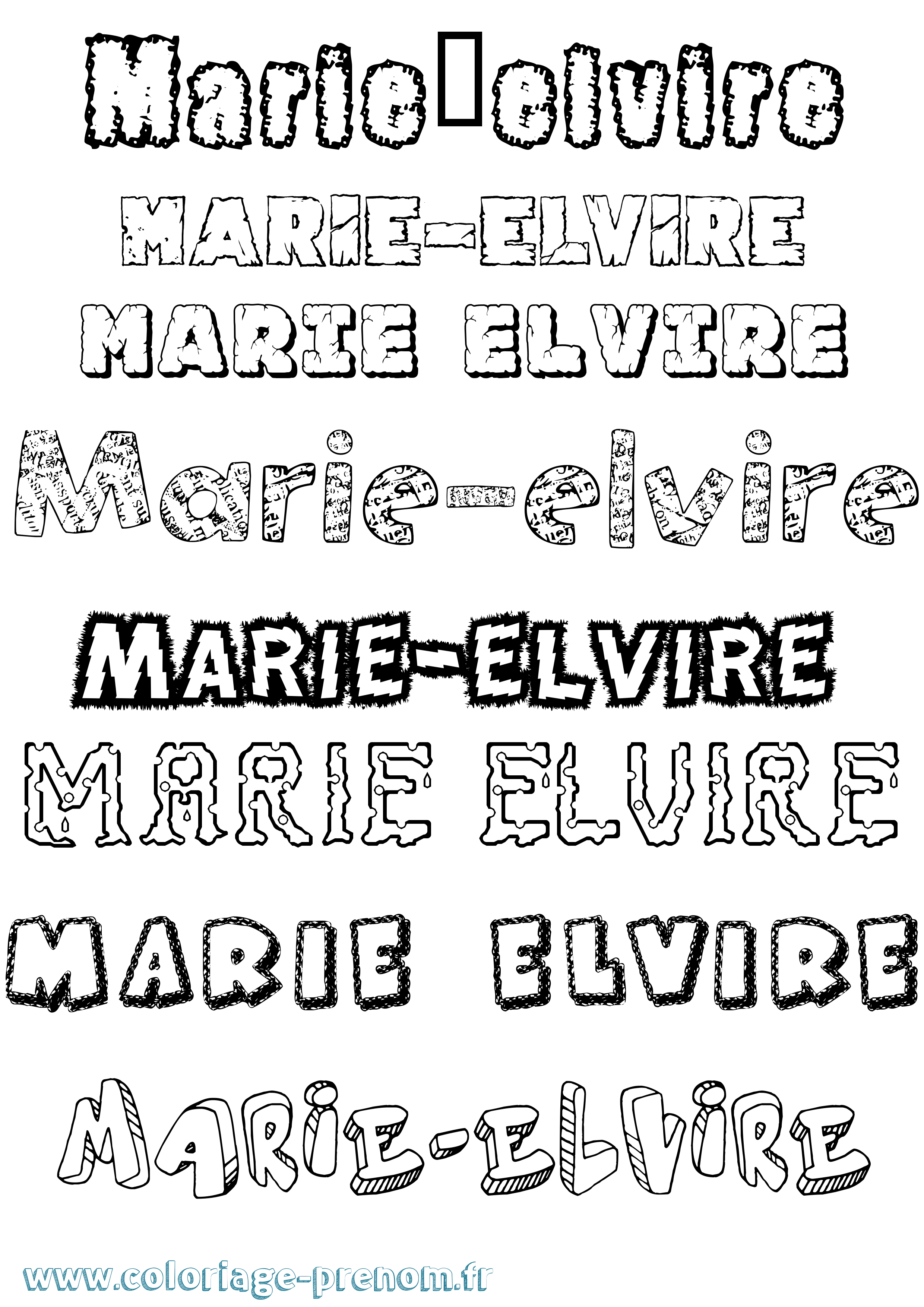 Coloriage Marie-Elvire Destructuré Coloriage prénom Marie-Elvire Destructuré