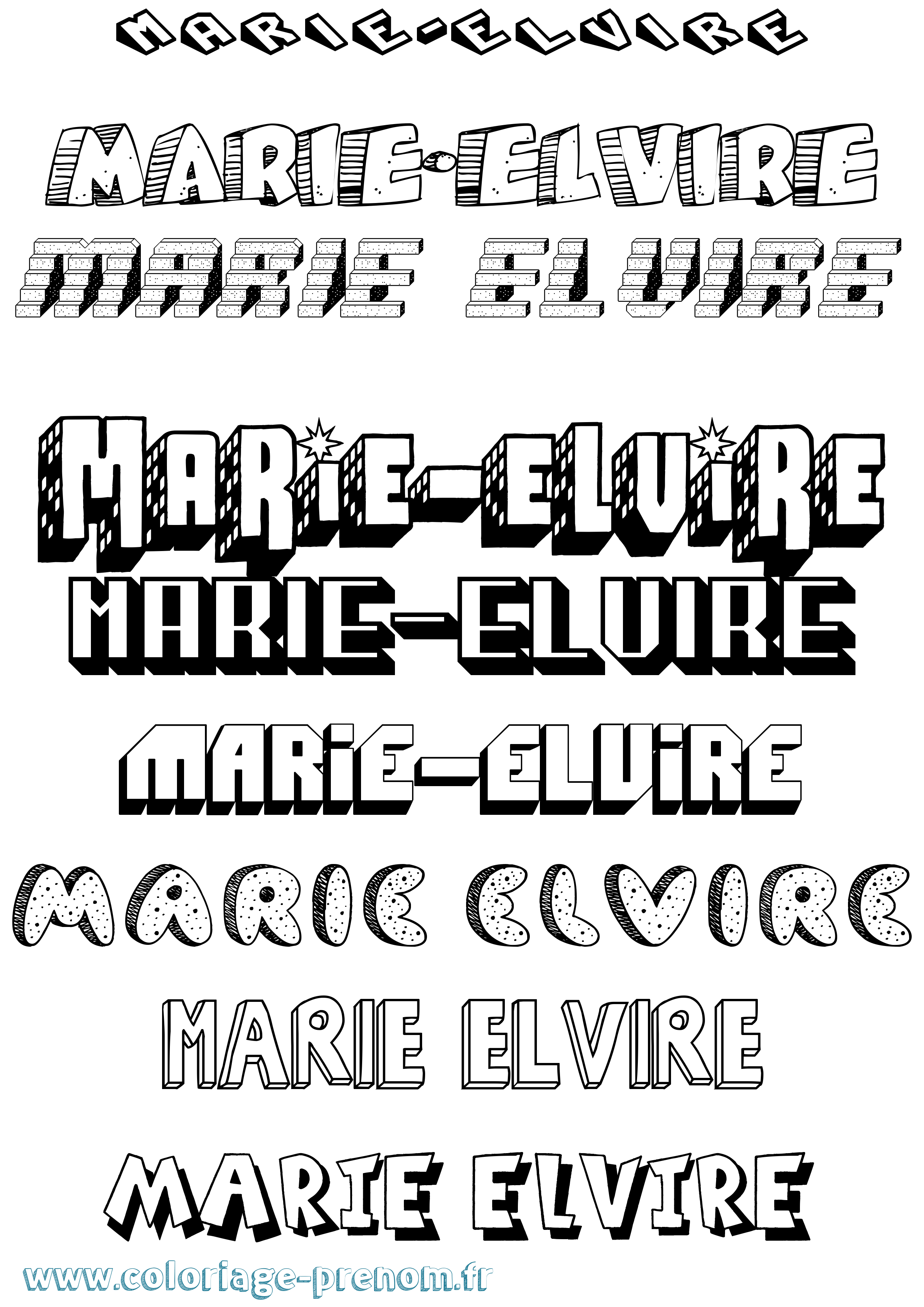 Coloriage Marie-Elvire Effet 3D Coloriage prénom Marie-Elvire Effet 3D
