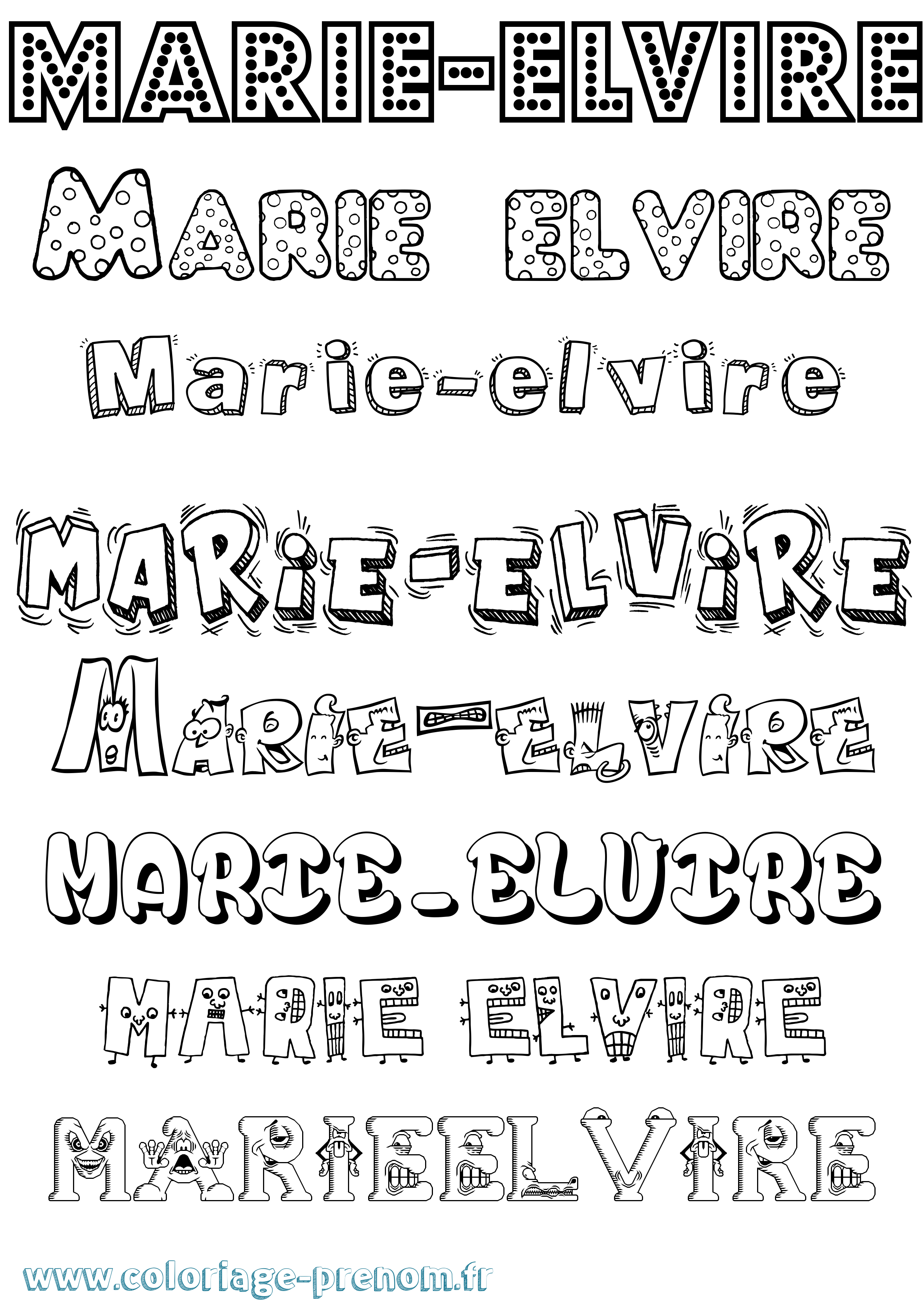 Coloriage Marie-Elvire Fun Coloriage prénom Marie-Elvire Fun
