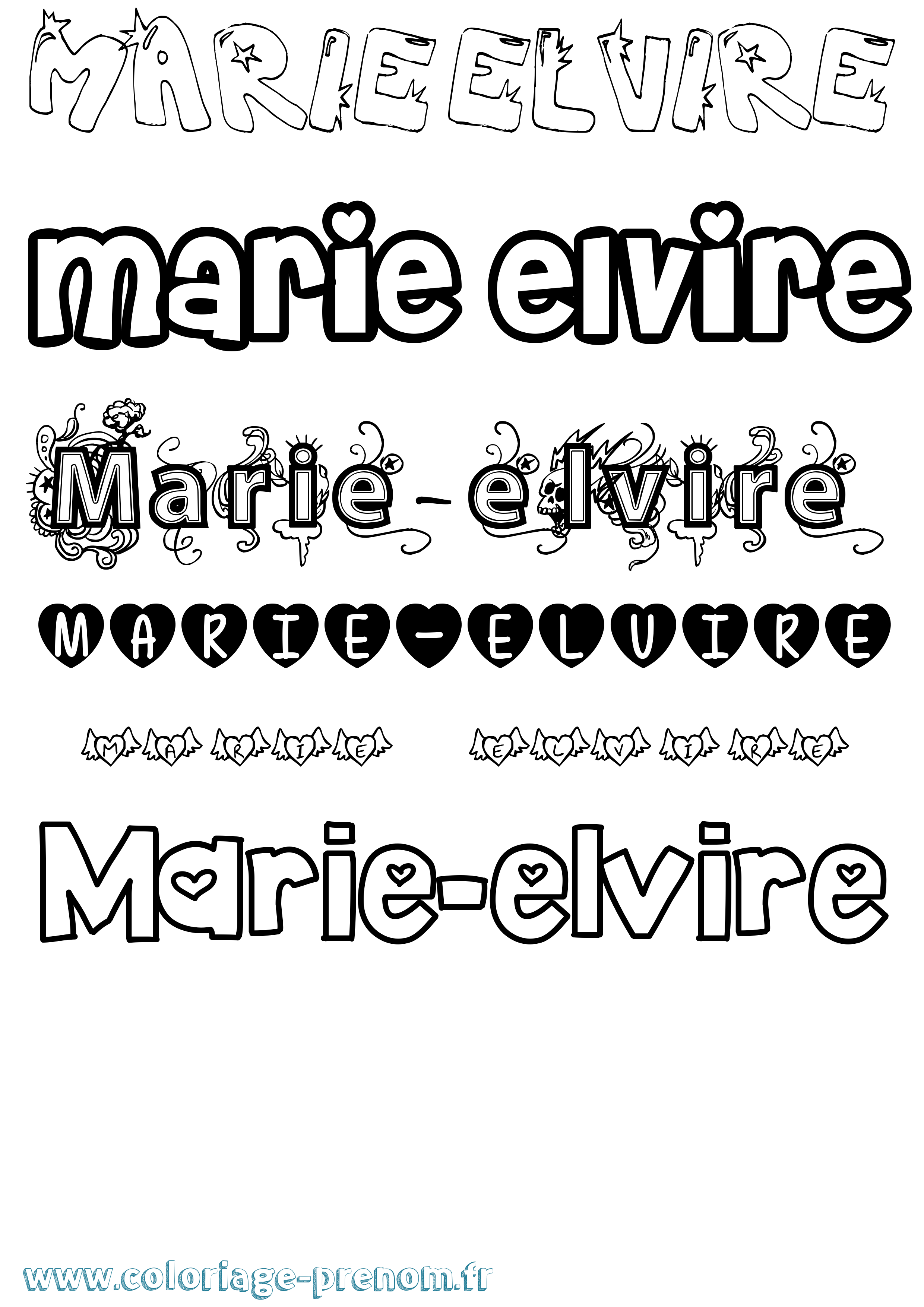 Coloriage Marie-Elvire Girly Coloriage prénom Marie-Elvire Girly