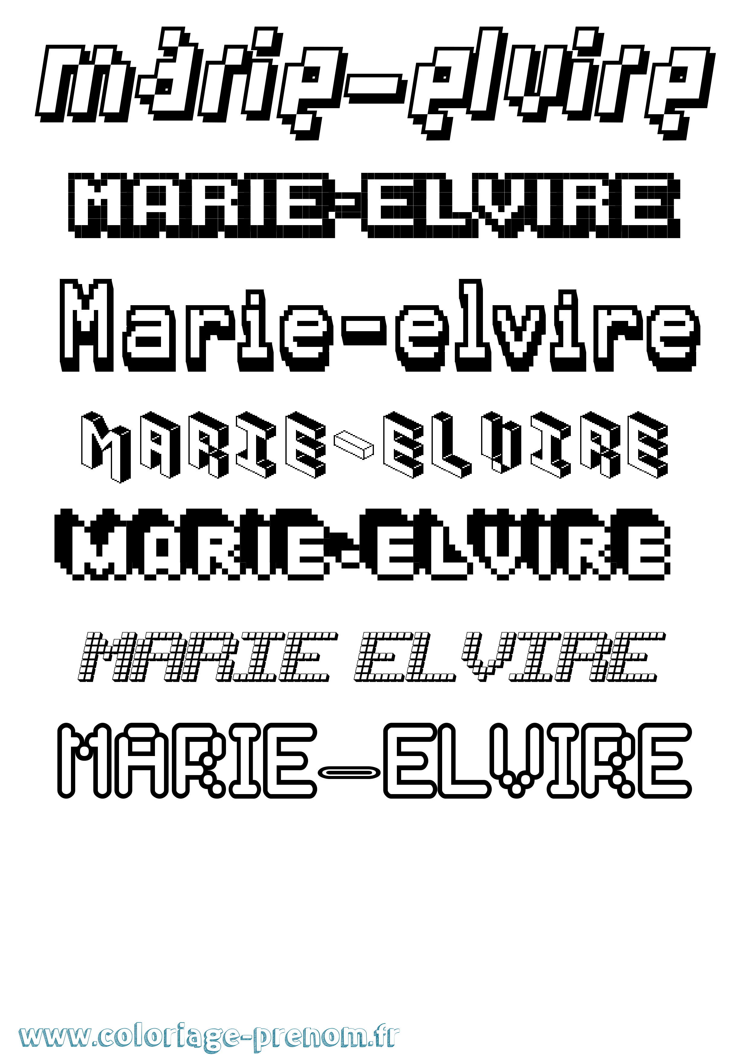 Coloriage Marie-Elvire Pixel Coloriage prénom Marie-Elvire Pixel
