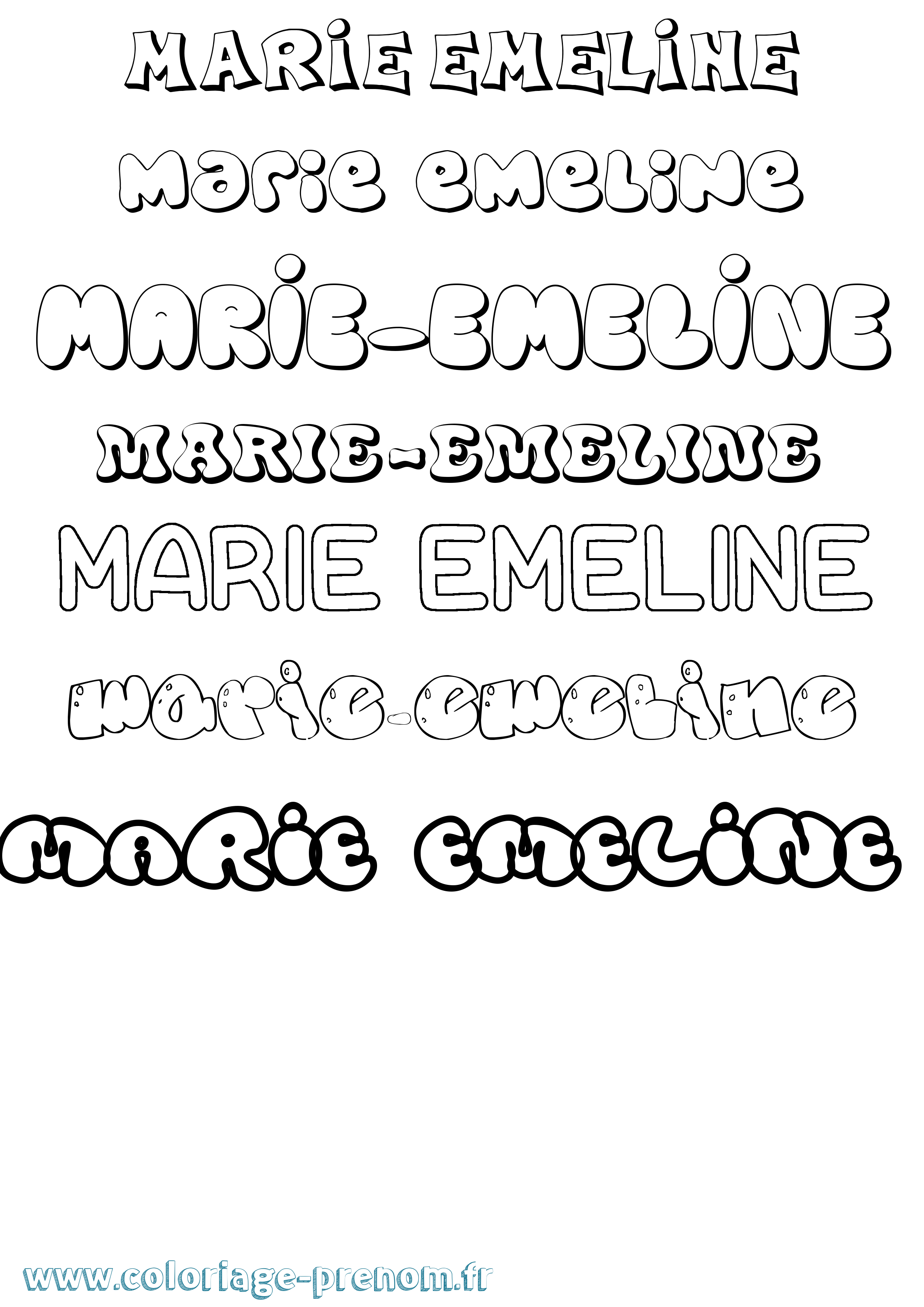 Coloriage Marie-Emeline Bubble Coloriage prénom Marie-Emeline Bubble