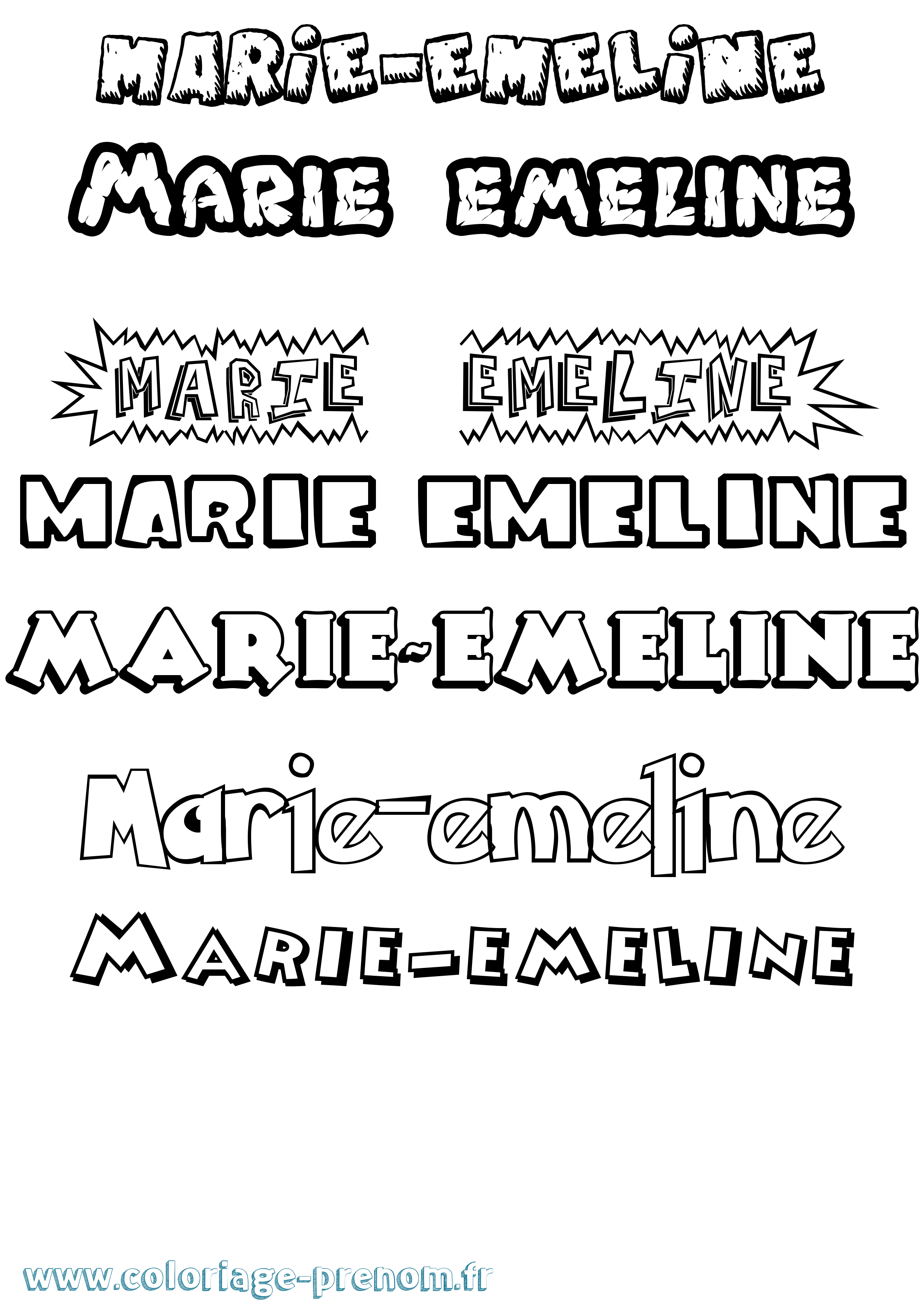 Coloriage Marie-Emeline Dessin Animé Coloriage prénom Marie-Emeline Dessin Animé