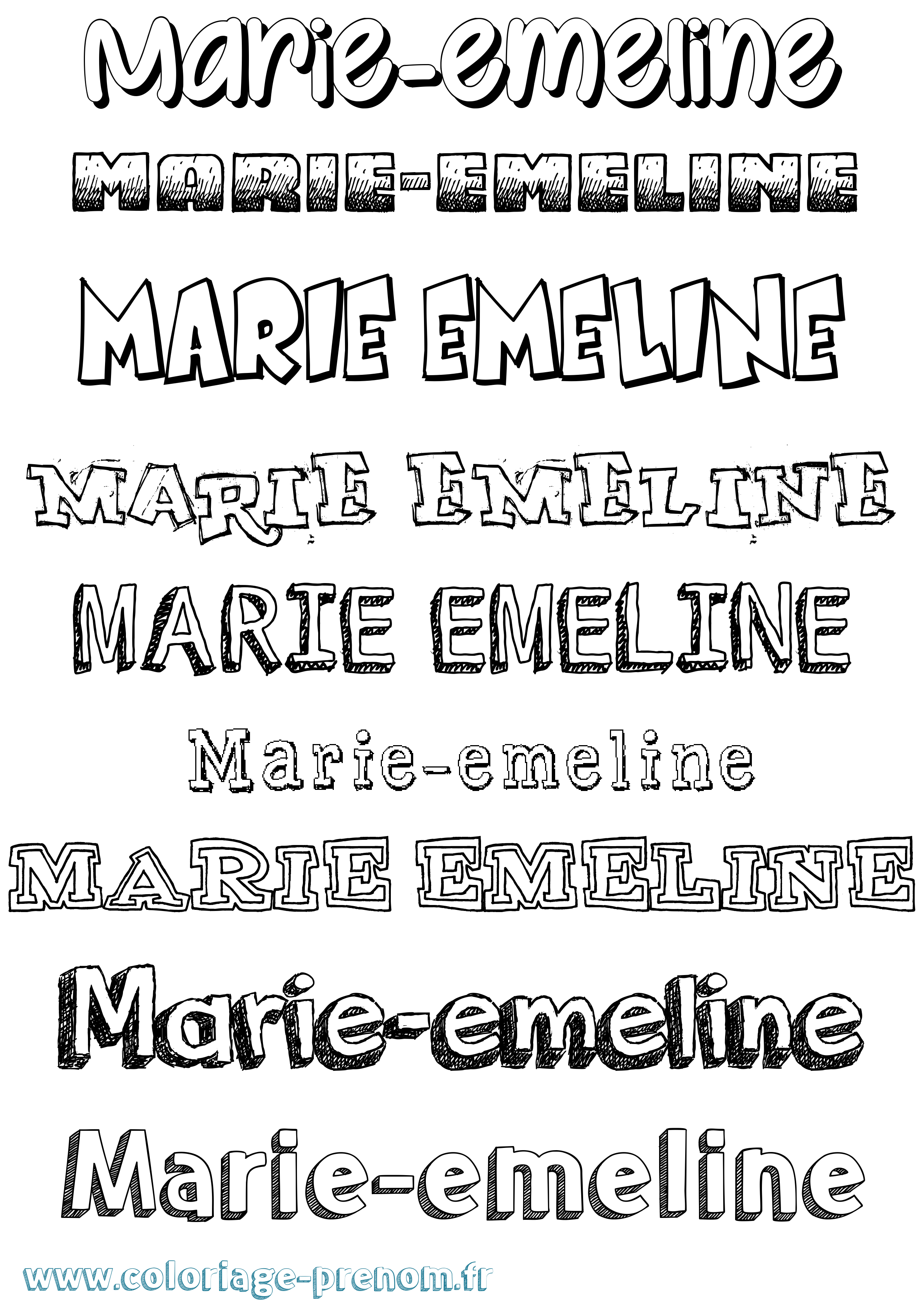 Coloriage Marie-Emeline Dessiné Coloriage prénom Marie-Emeline Dessiné