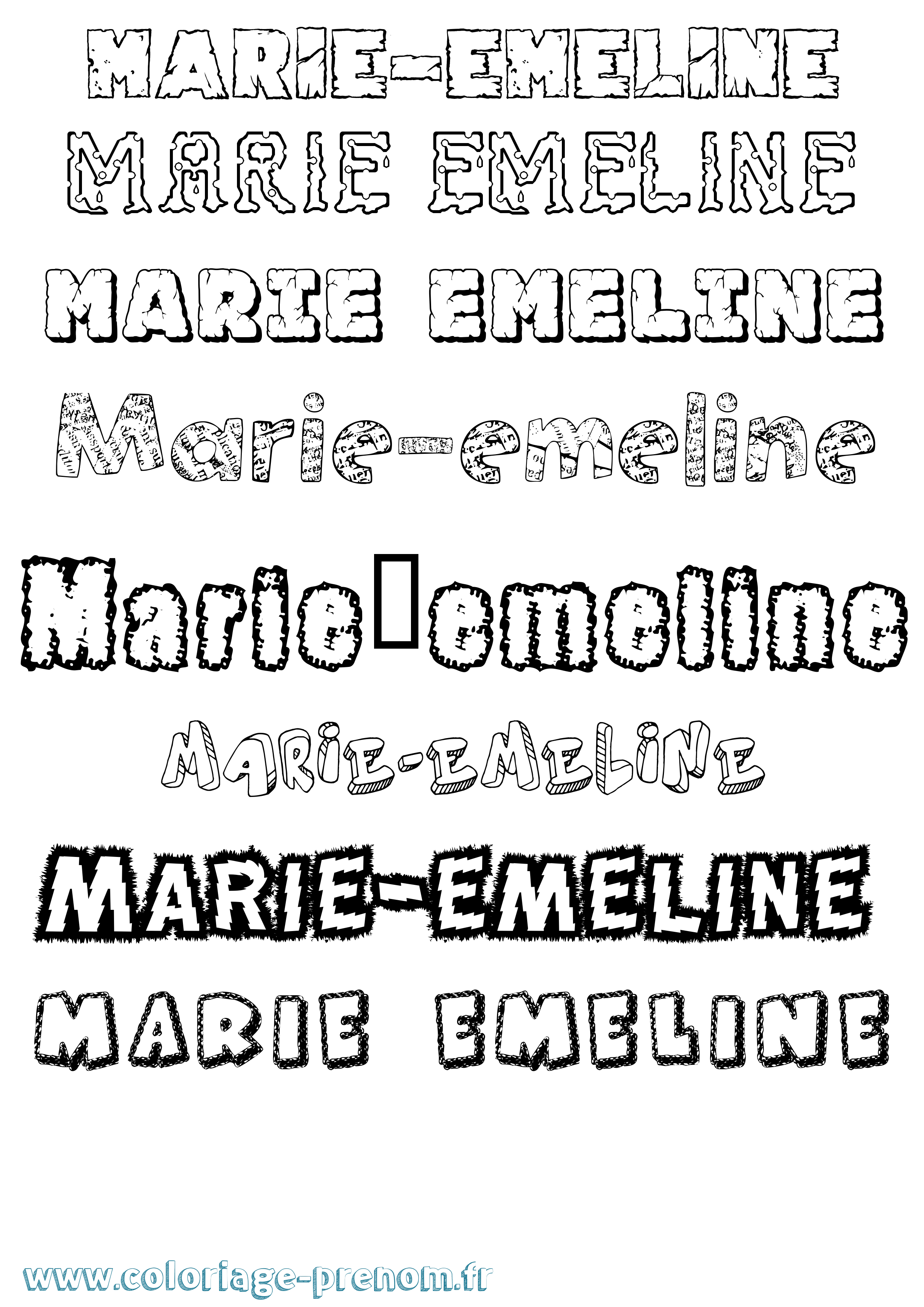 Coloriage Marie-Emeline Destructuré Coloriage prénom Marie-Emeline Destructuré