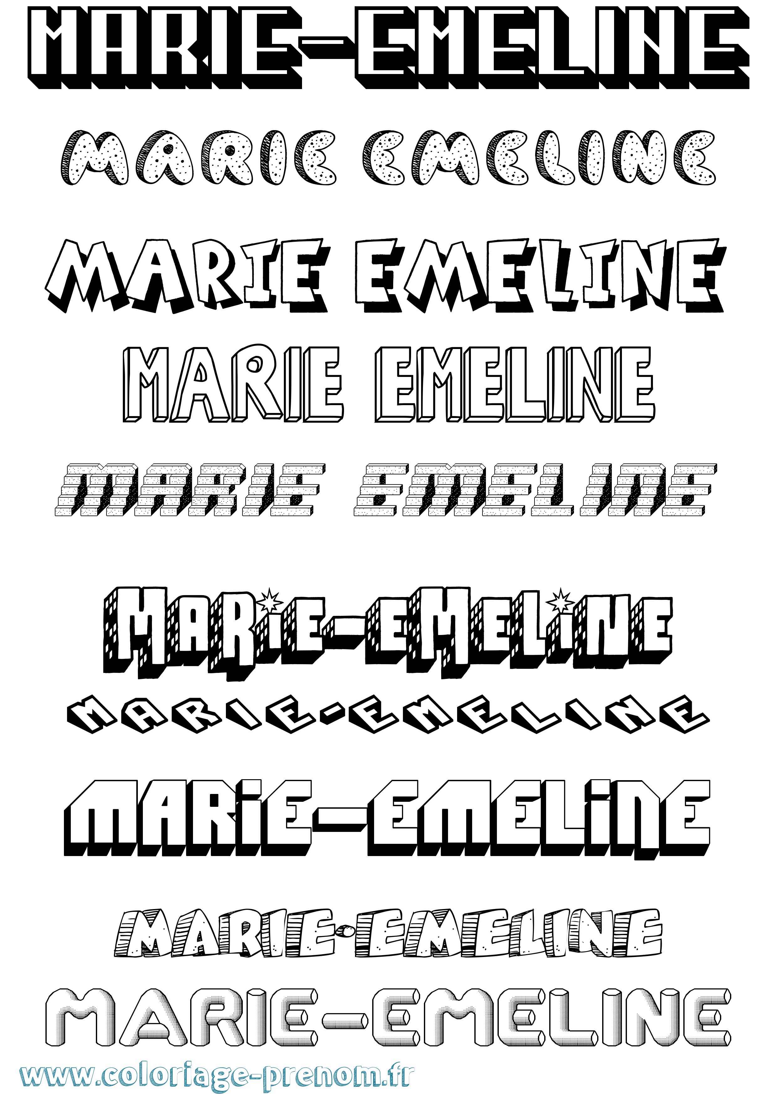 Coloriage Marie-Emeline Effet 3D Coloriage prénom Marie-Emeline Effet 3D