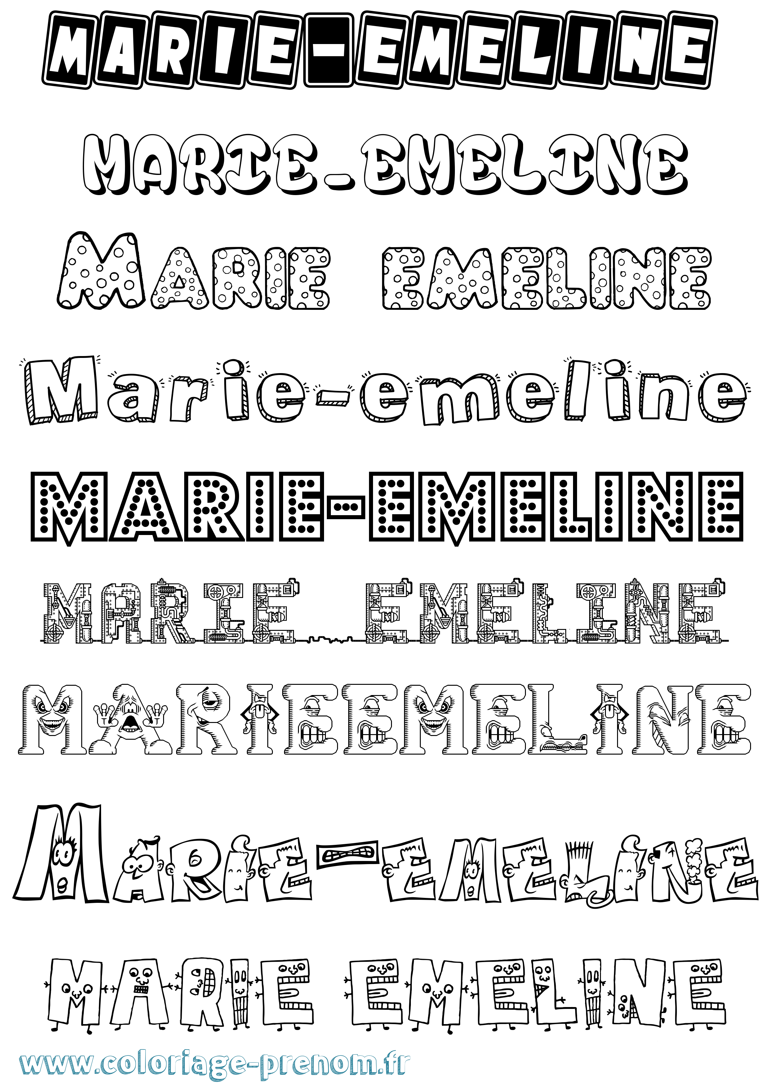 Coloriage Marie-Emeline Fun Coloriage prénom Marie-Emeline Fun
