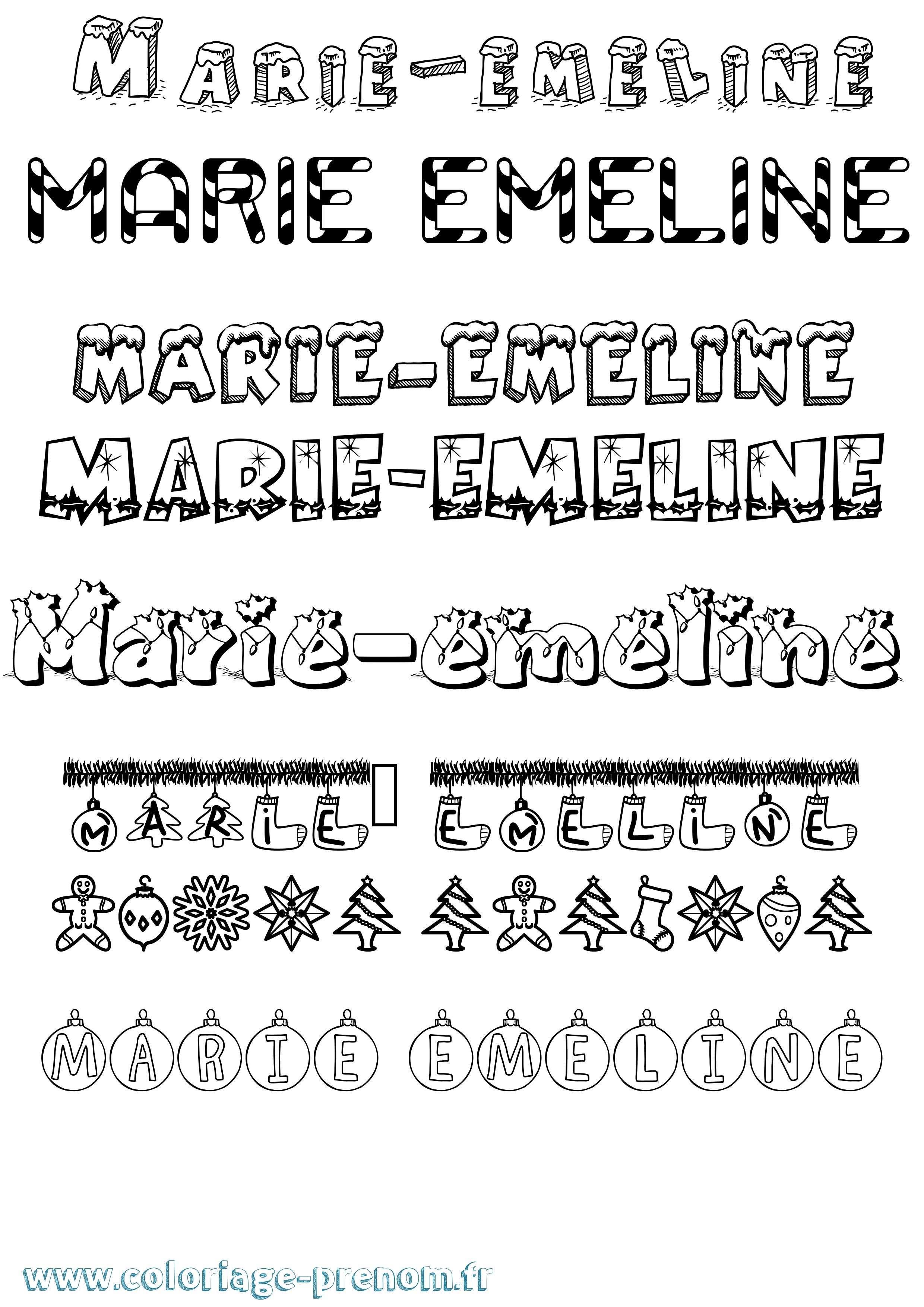 Coloriage Marie-Emeline Noël Coloriage prénom Marie-Emeline Noël