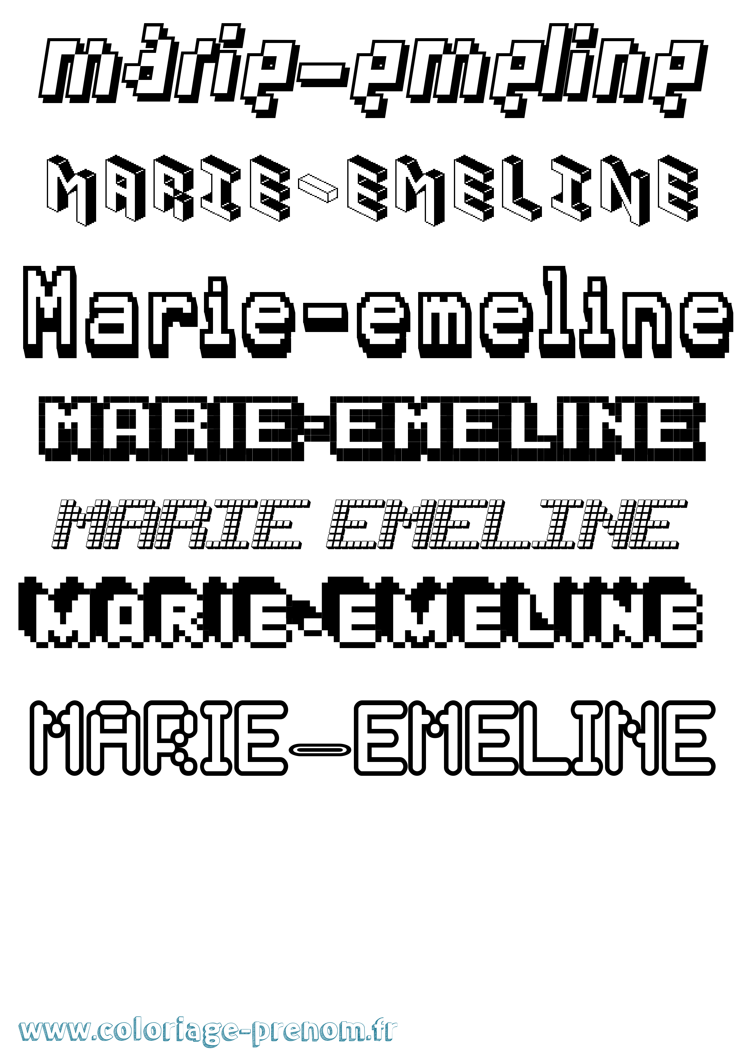 Coloriage Marie-Emeline Pixel Coloriage prénom Marie-Emeline Pixel