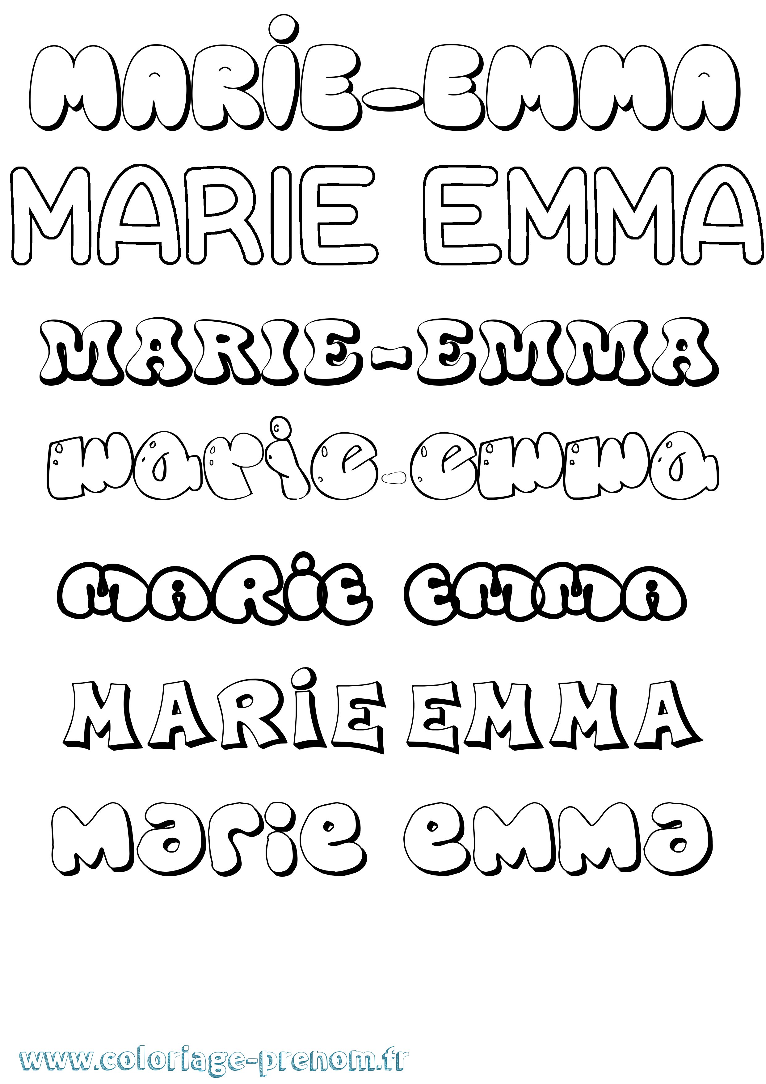 Coloriage Marie-Emma Bubble Coloriage prénom Marie-Emma Bubble
