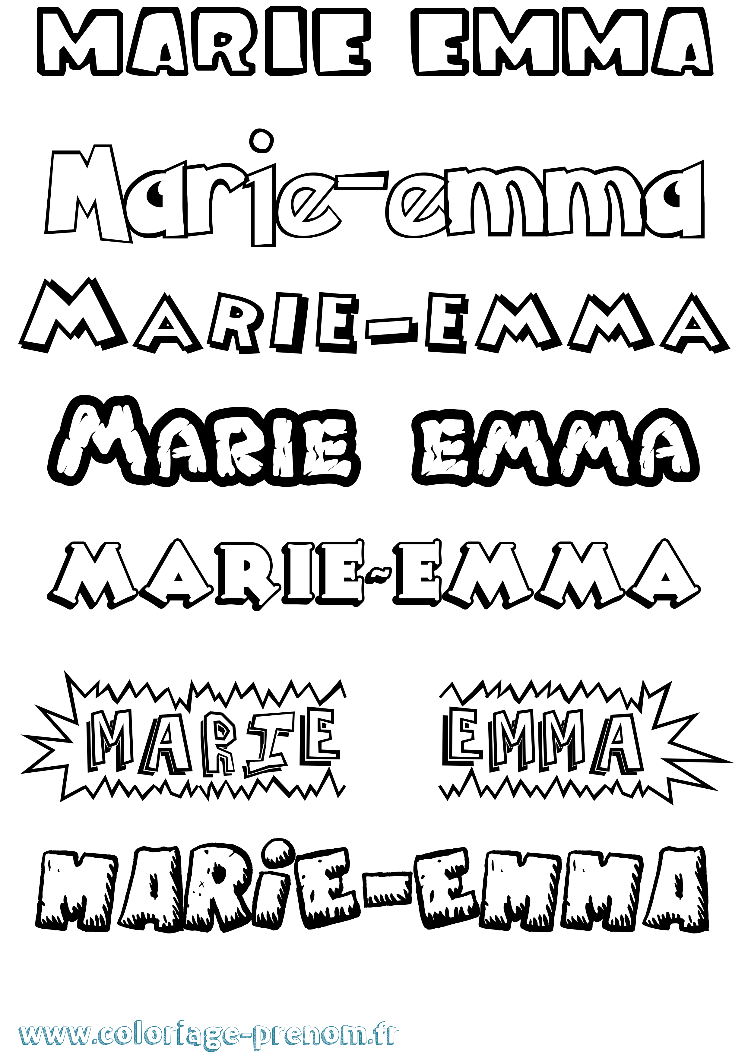 Coloriage Marie-Emma Dessin Animé Coloriage prénom Marie-Emma Dessin Animé