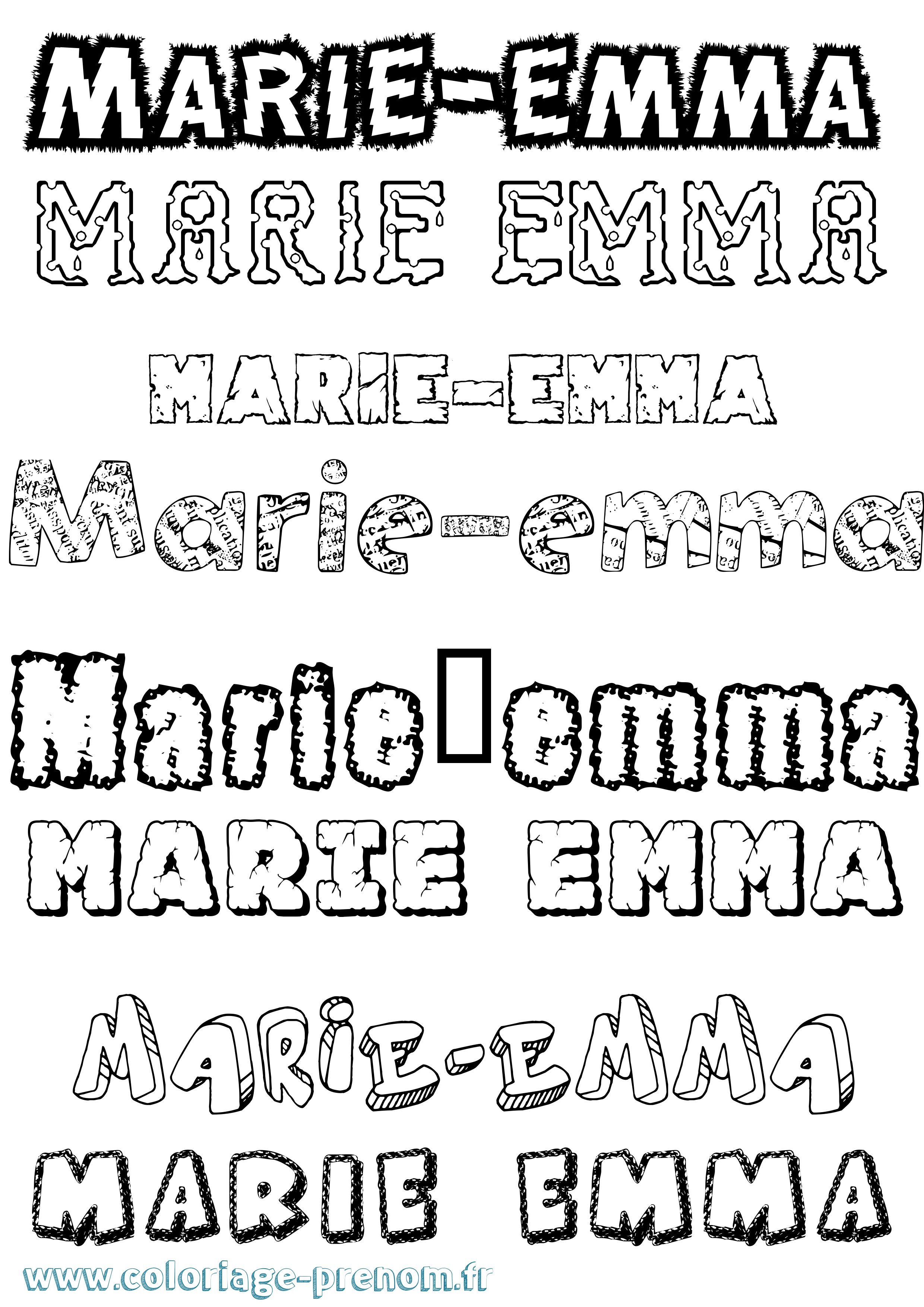 Coloriage Marie-Emma Destructuré Coloriage prénom Marie-Emma Destructuré