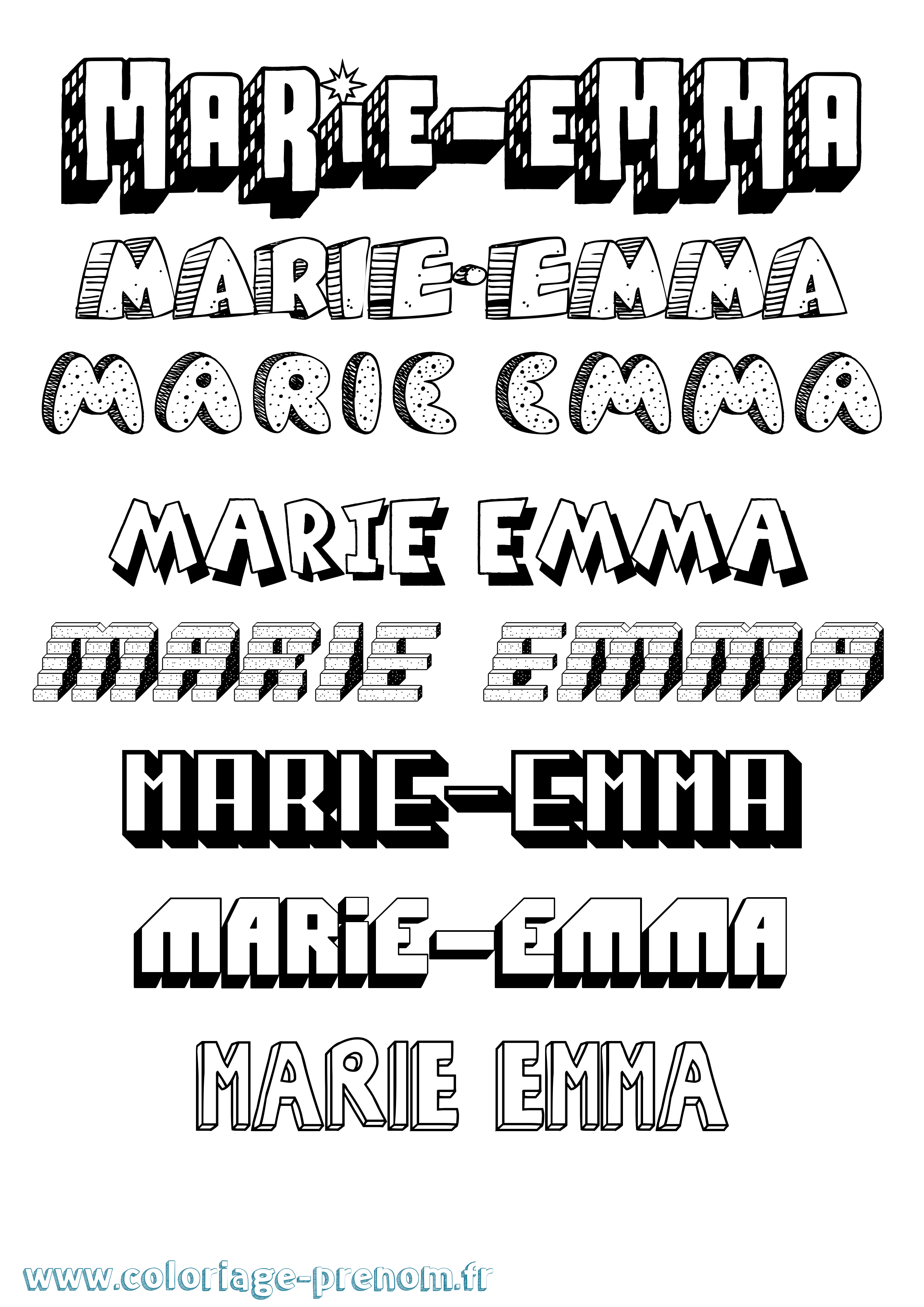 Coloriage Marie-Emma Effet 3D Coloriage prénom Marie-Emma Effet 3D