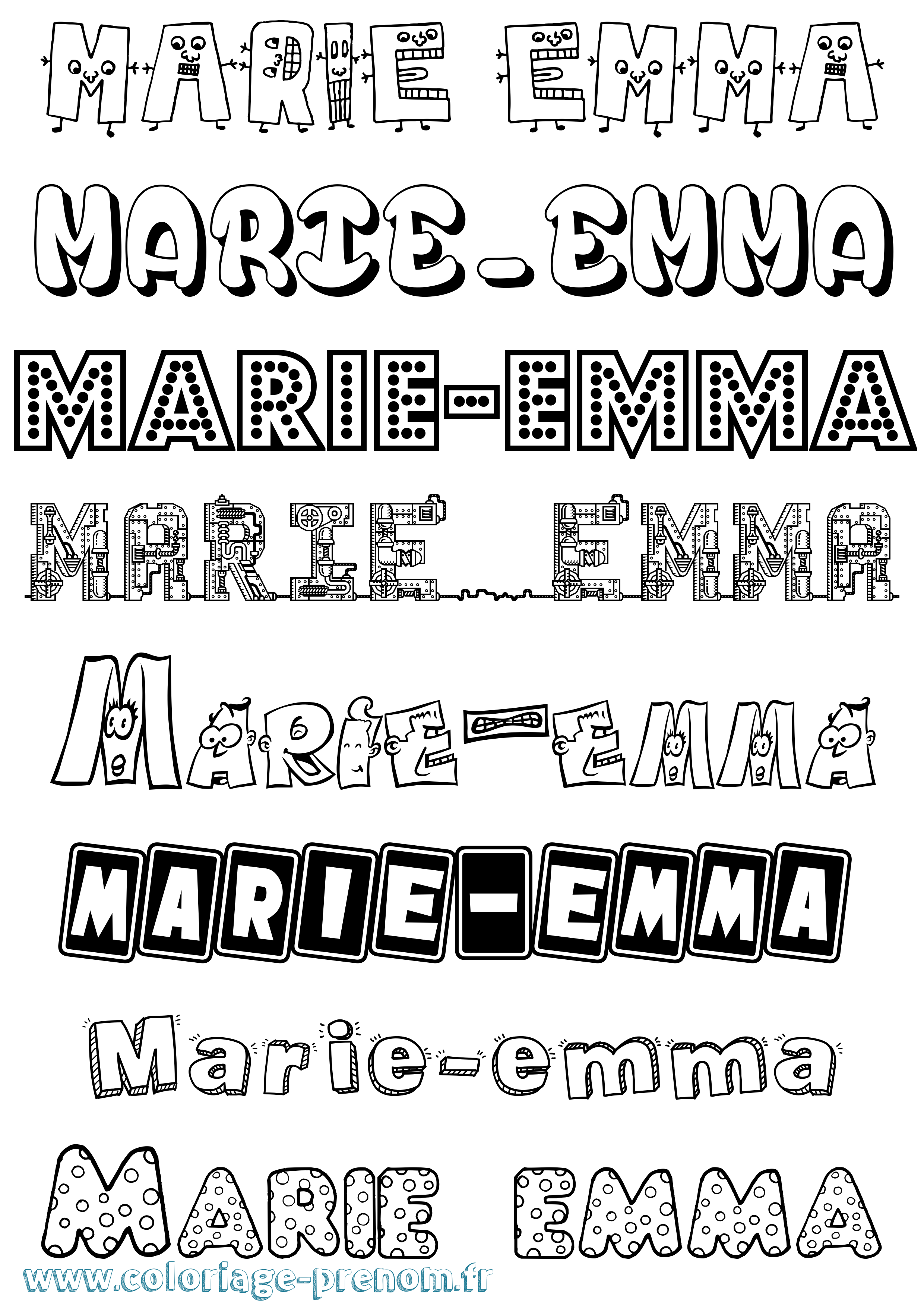 Coloriage Marie-Emma Fun Coloriage prénom Marie-Emma Fun
