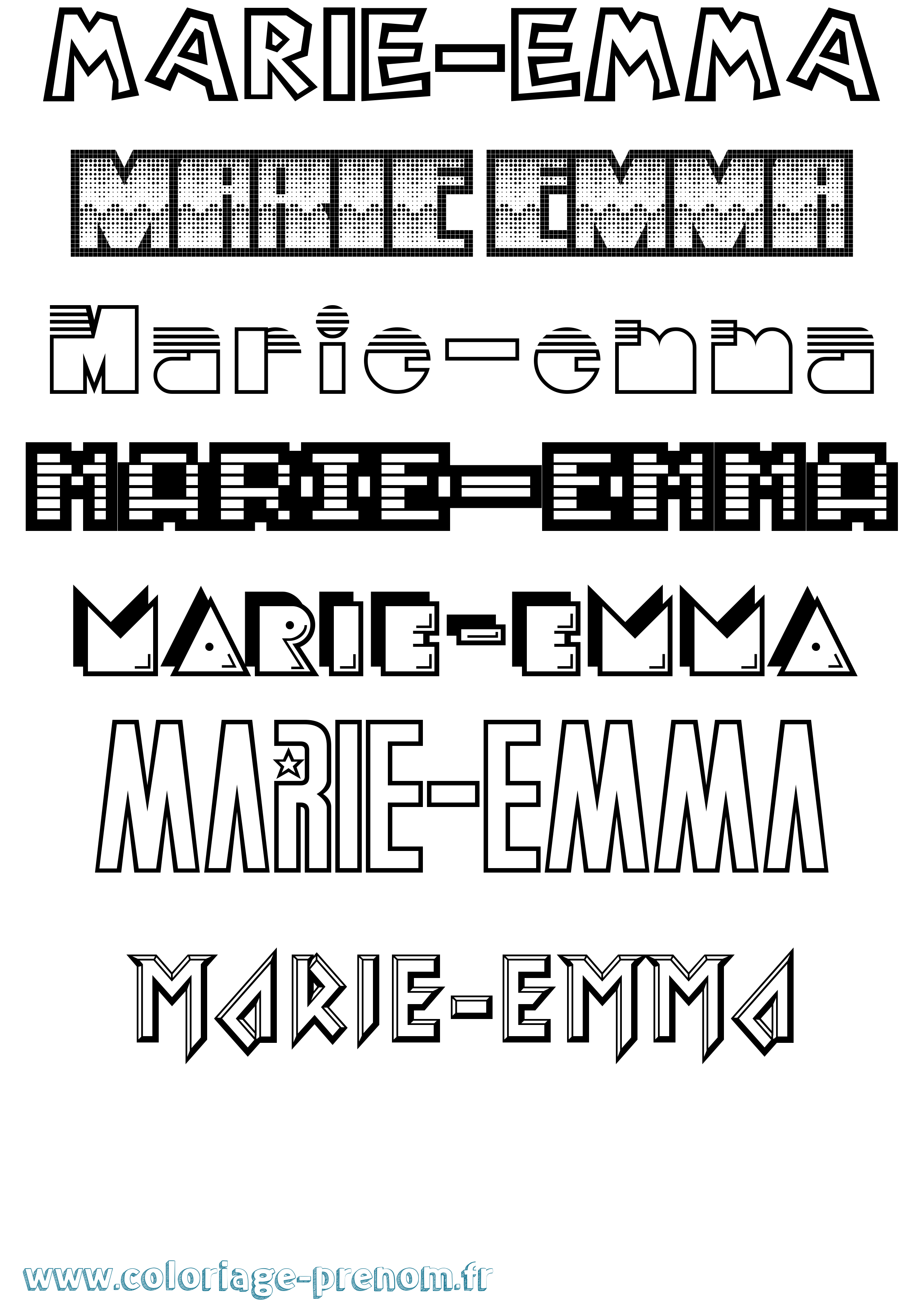 Coloriage Marie-Emma Jeux Vidéos Coloriage prénom Marie-Emma Jeux Vidéos