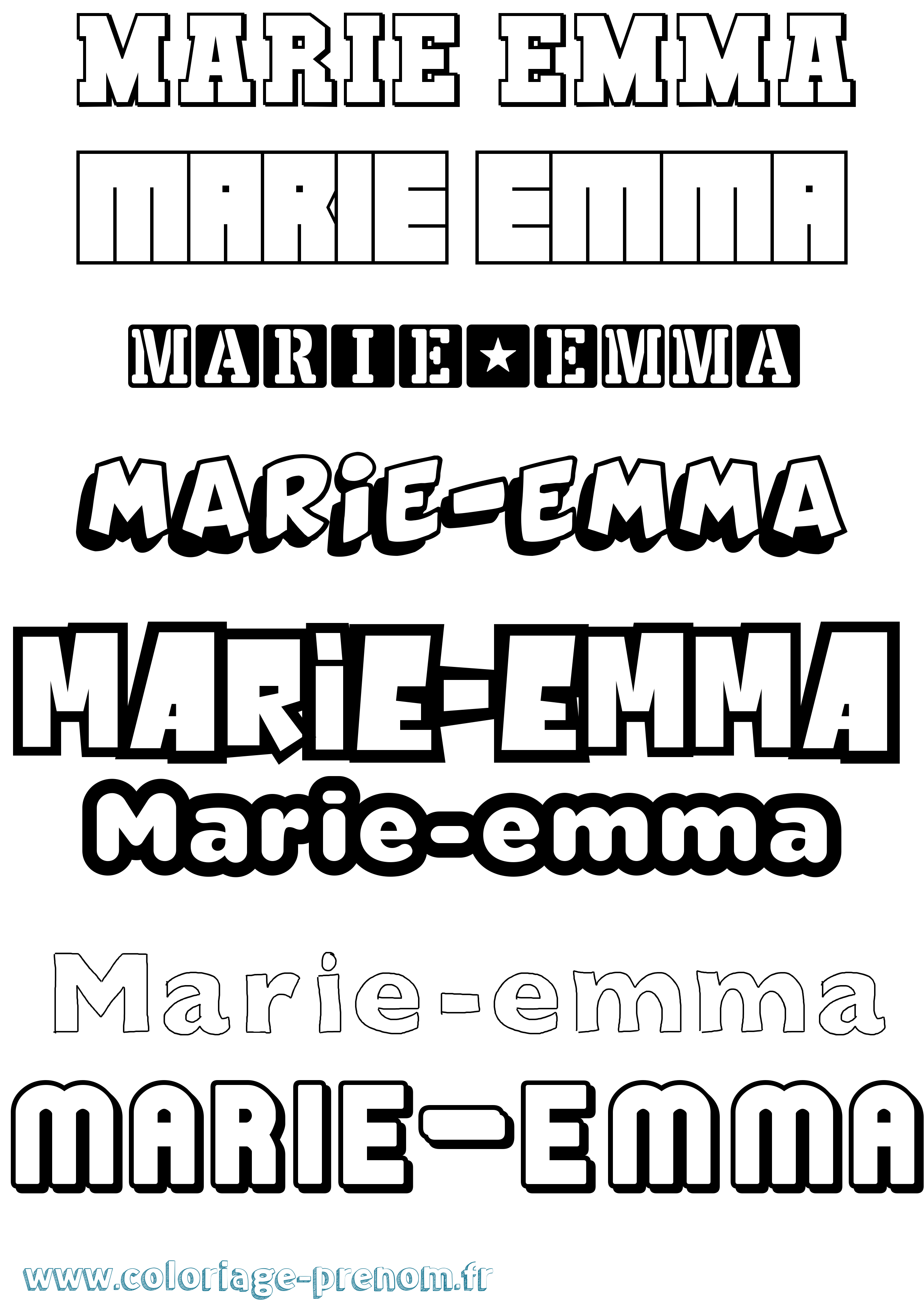 Coloriage Marie-Emma Simple Coloriage prénom Marie-Emma Simple