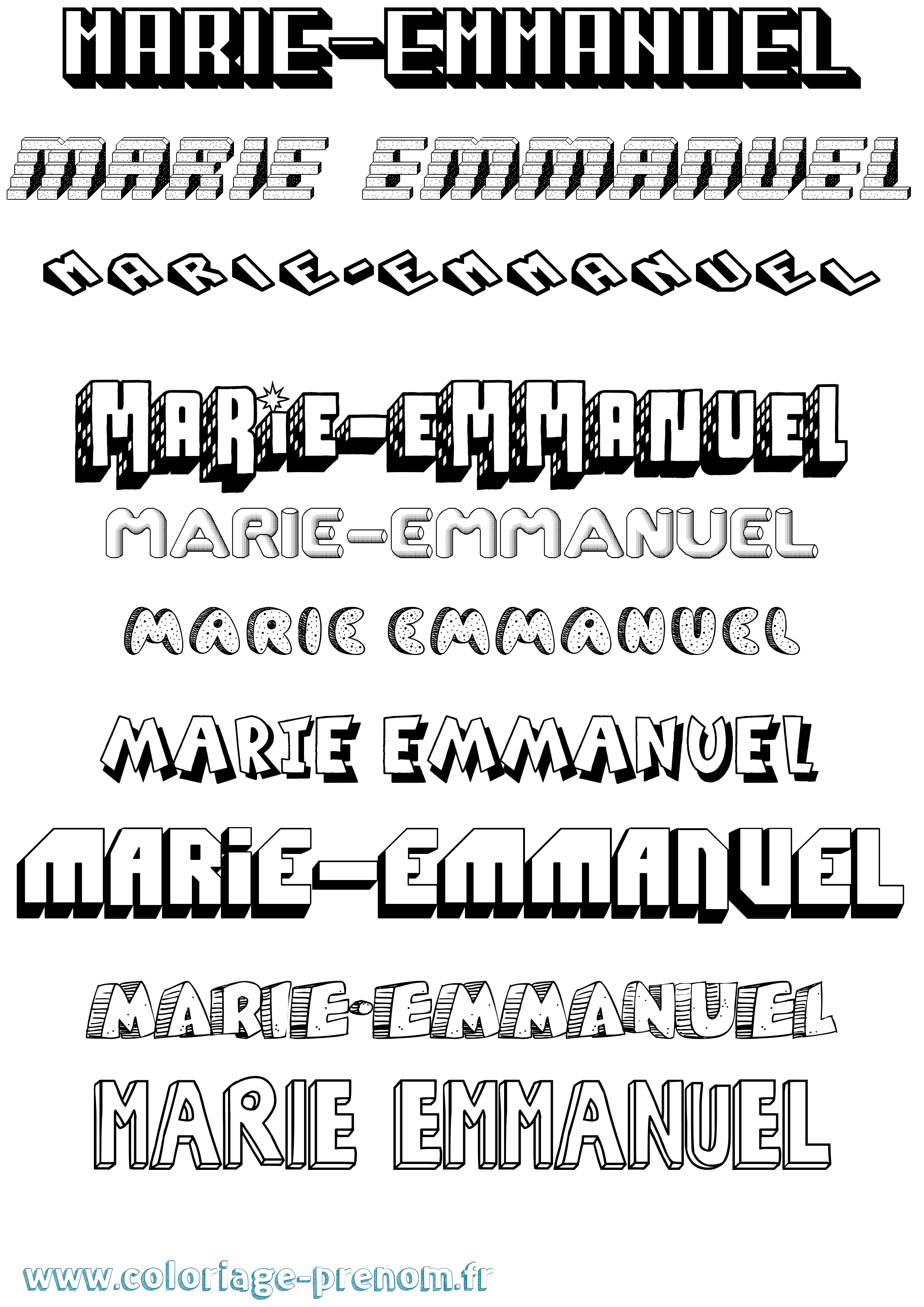 Coloriage Marie-Emmanuel Effet 3D Coloriage prénom Marie-Emmanuel Effet 3D