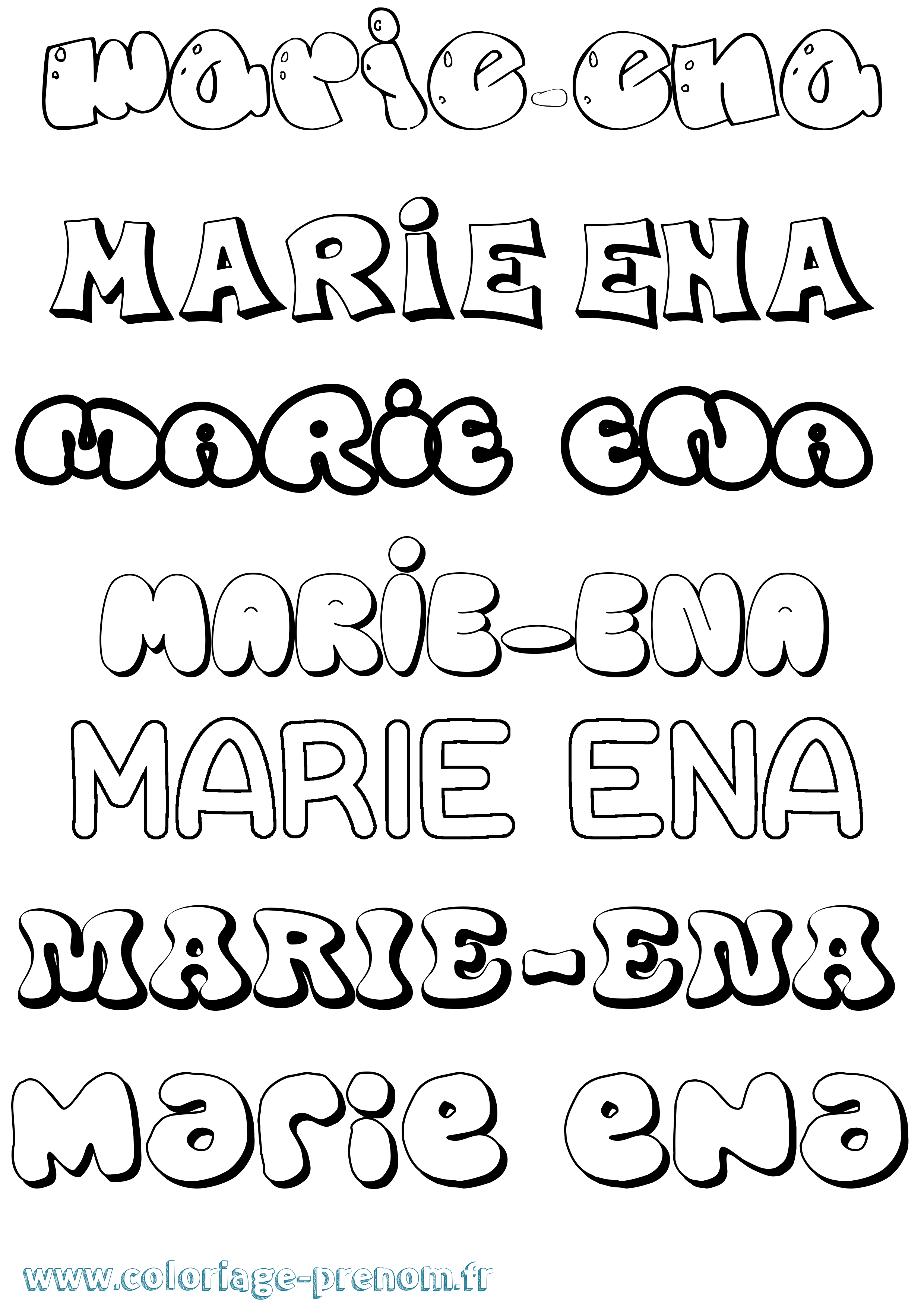 Coloriage Marie-Ena Bubble Coloriage prénom Marie-Ena Bubble