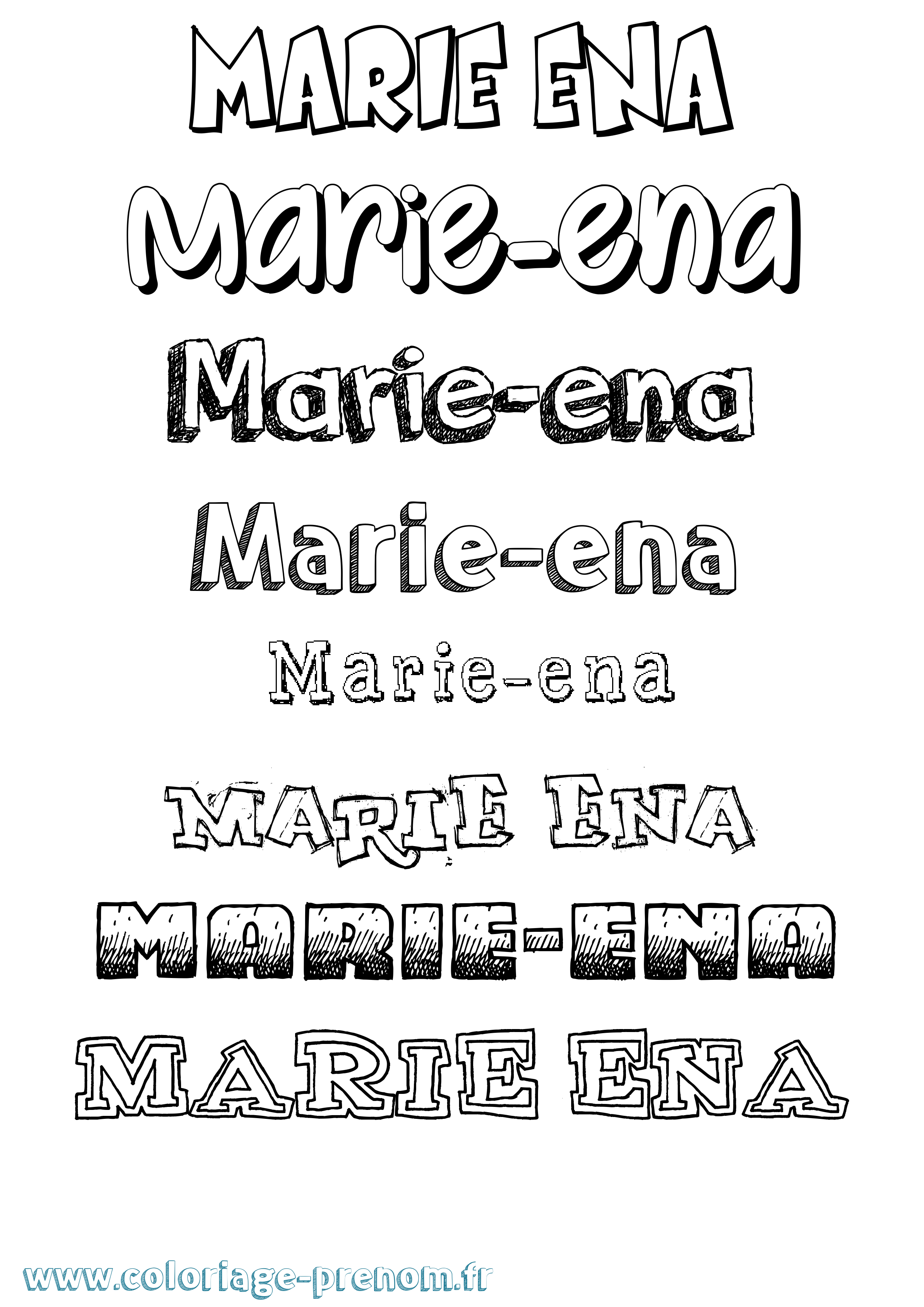 Coloriage Marie-Ena Dessiné Coloriage prénom Marie-Ena Dessiné