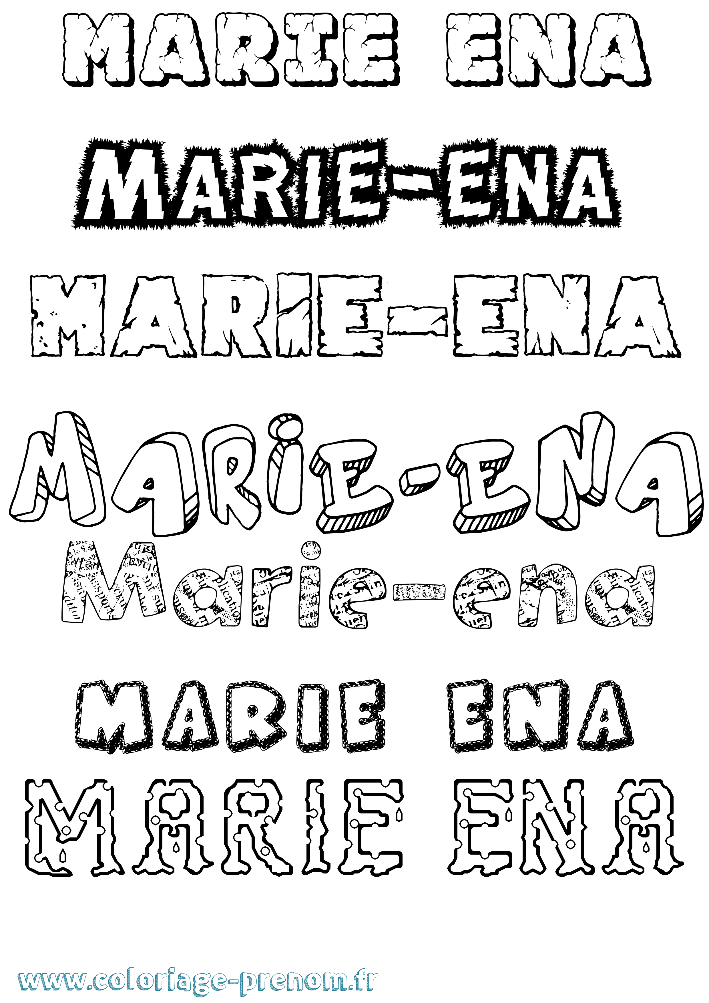 Coloriage Marie-Ena Destructuré Coloriage prénom Marie-Ena Destructuré