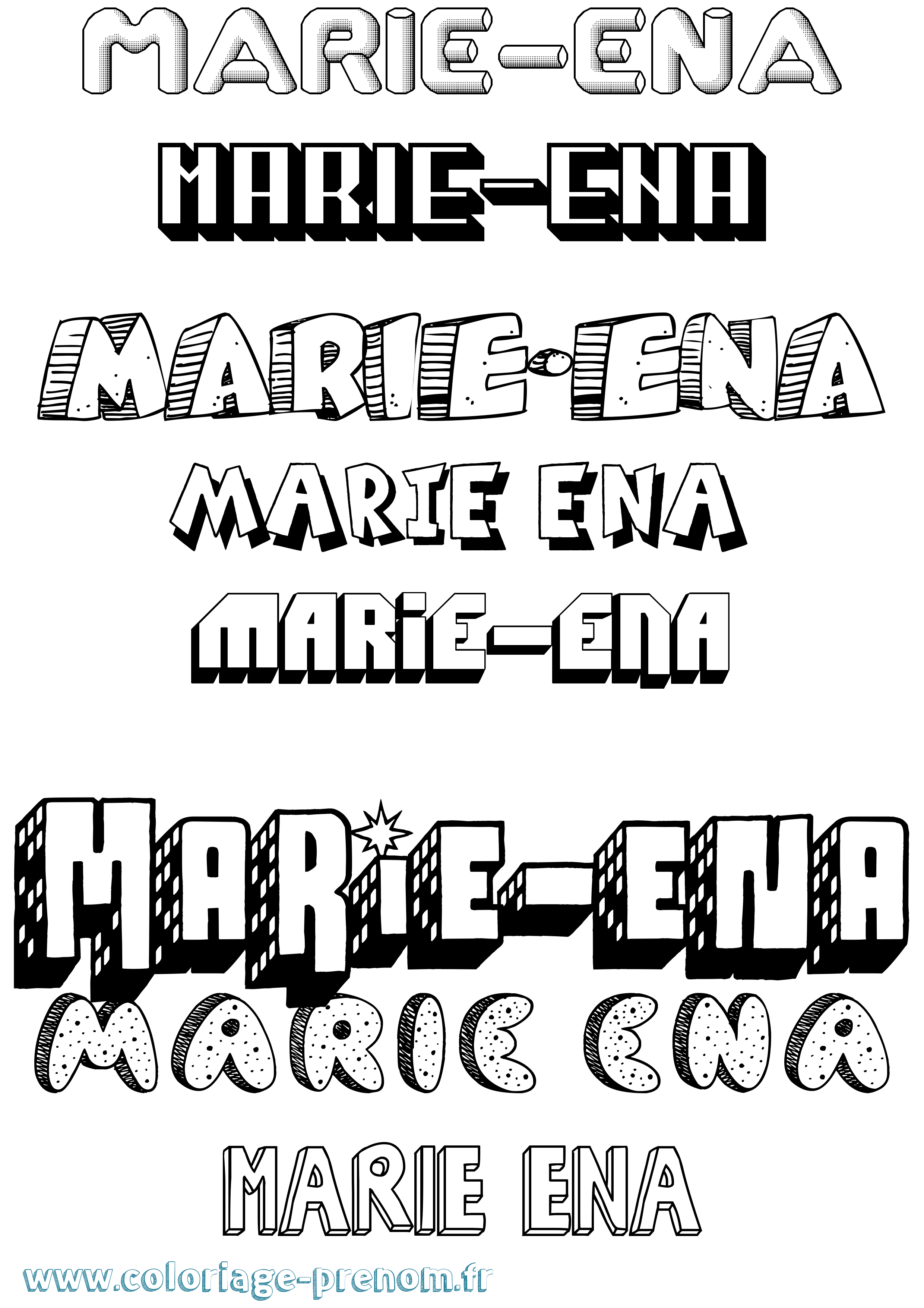 Coloriage Marie-Ena Effet 3D Coloriage prénom Marie-Ena Effet 3D