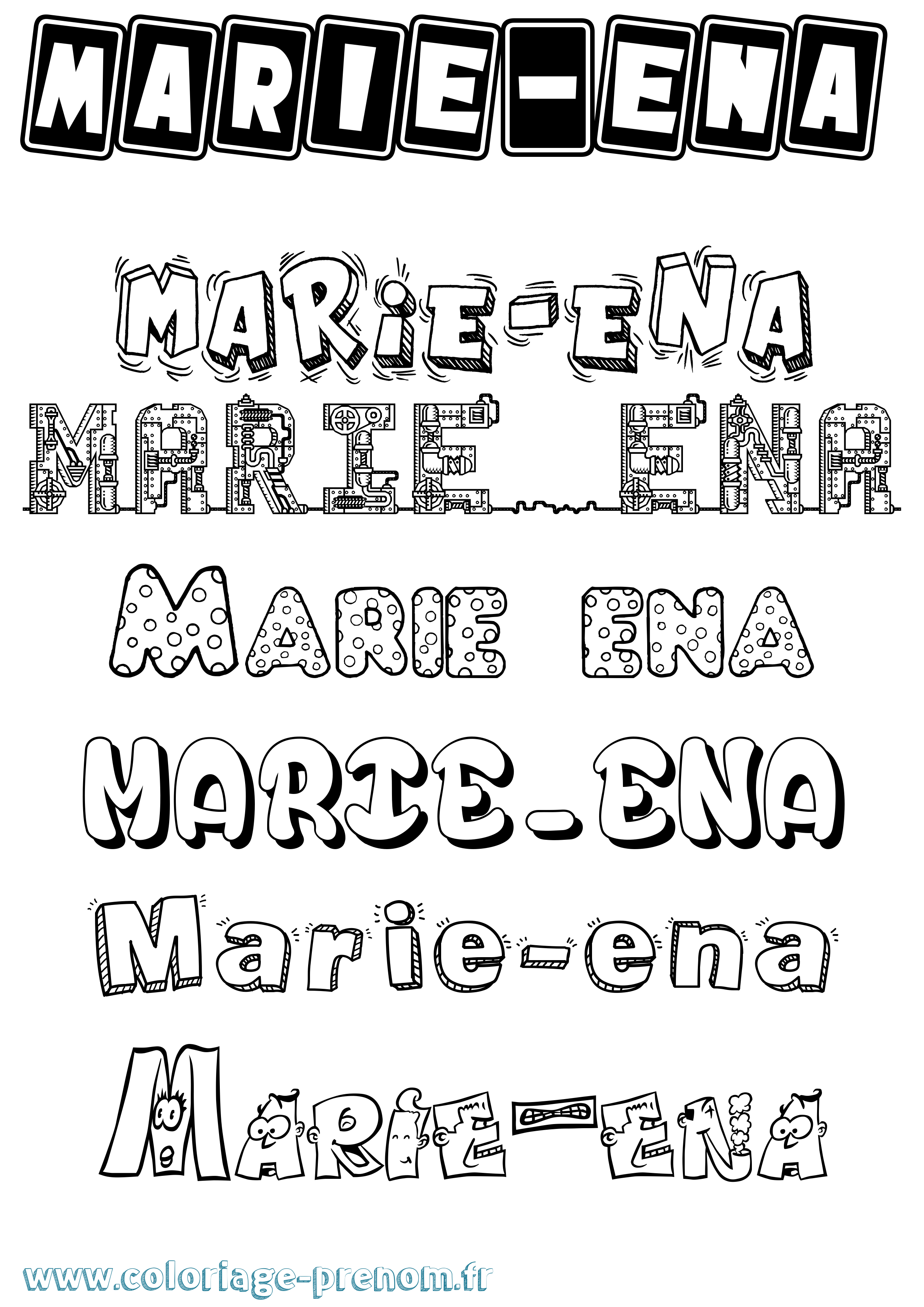 Coloriage Marie-Ena Fun Coloriage prénom Marie-Ena Fun