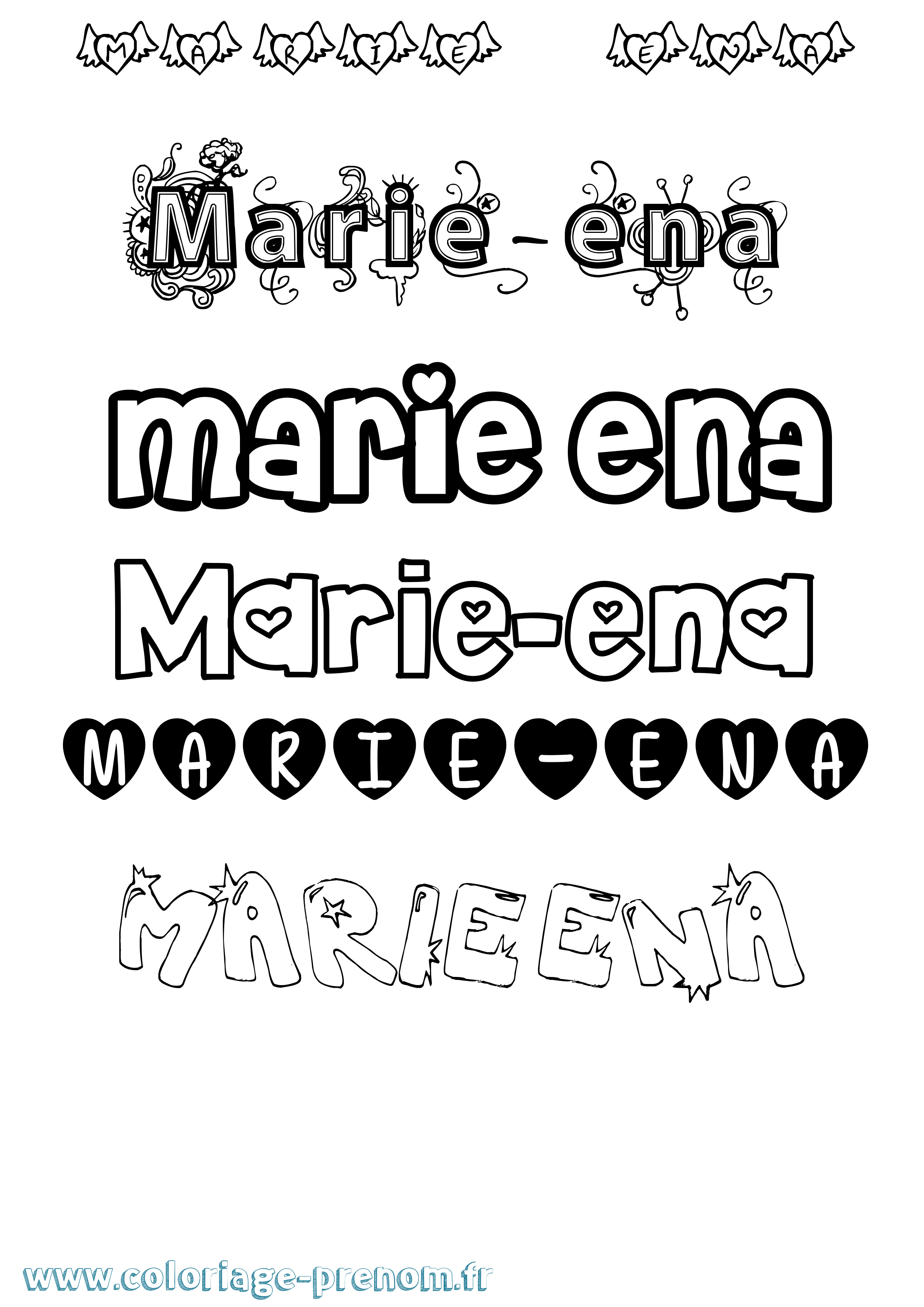 Coloriage Marie-Ena Girly Coloriage prénom Marie-Ena Girly