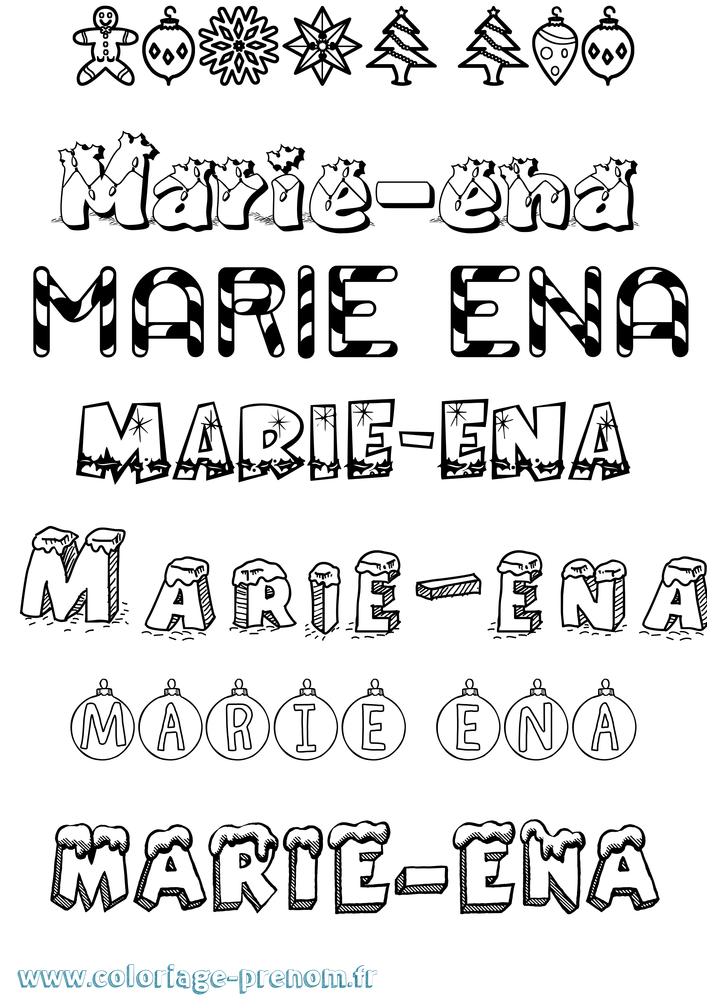Coloriage Marie-Ena Noël Coloriage prénom Marie-Ena Noël