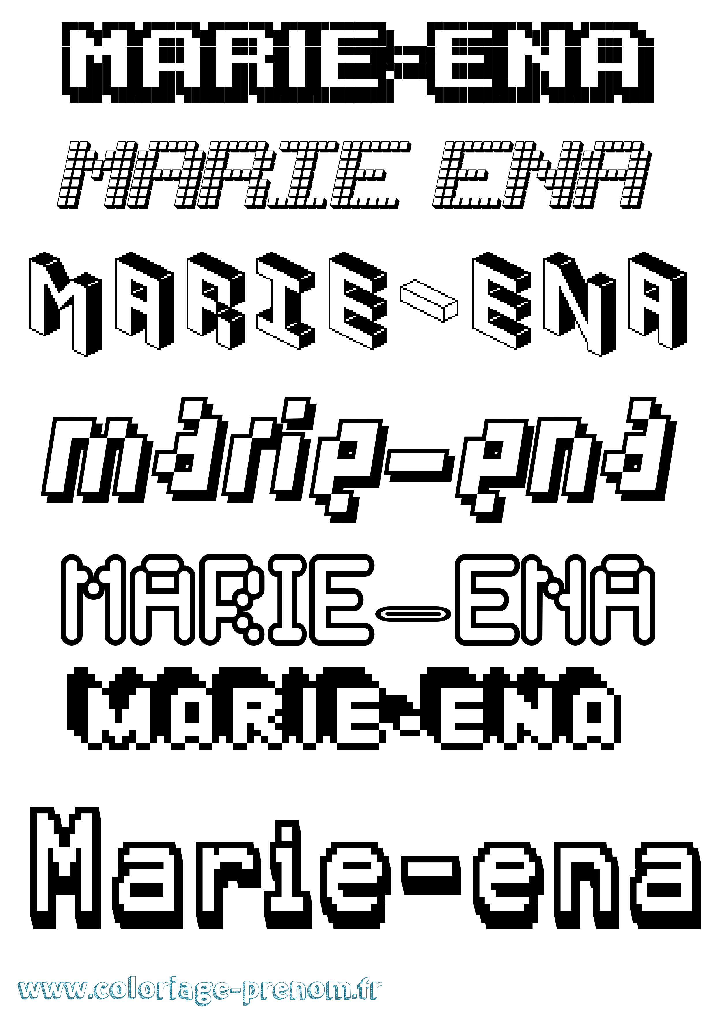 Coloriage Marie-Ena Pixel Coloriage prénom Marie-Ena Pixel