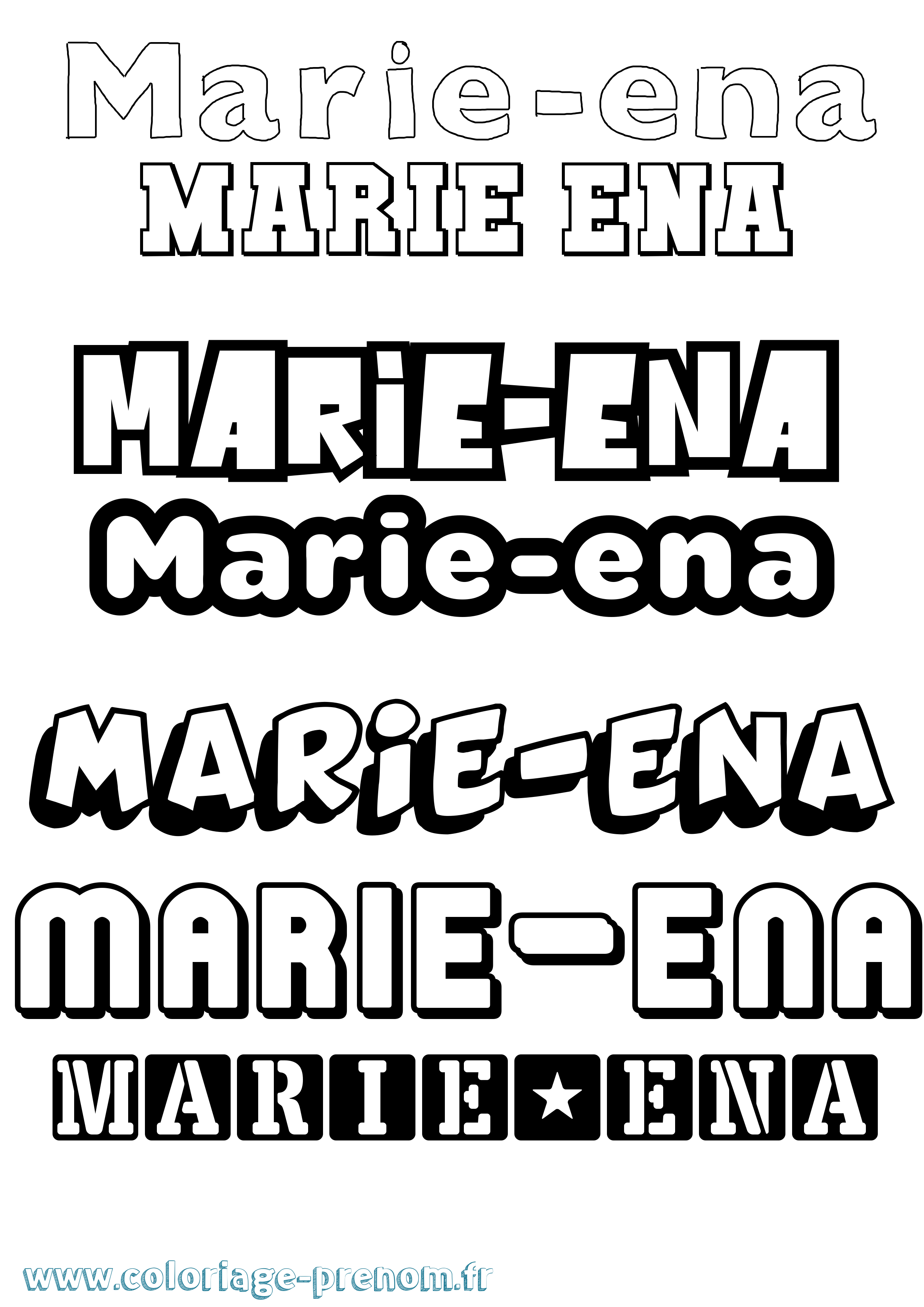 Coloriage Marie-Ena Simple Coloriage prénom Marie-Ena Simple