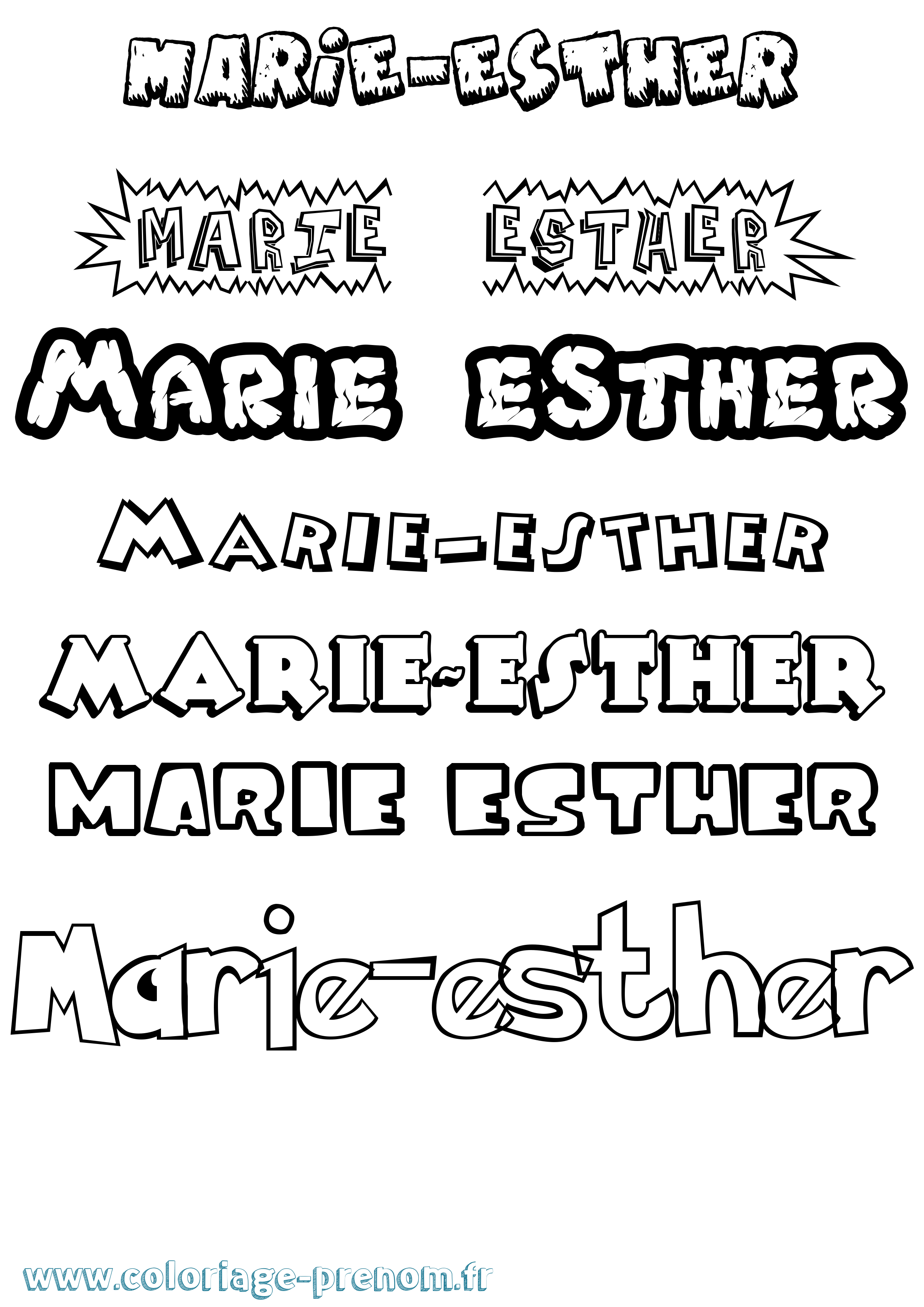 Coloriage Marie-Esther Dessin Animé Coloriage prénom Marie-Esther Dessin Animé