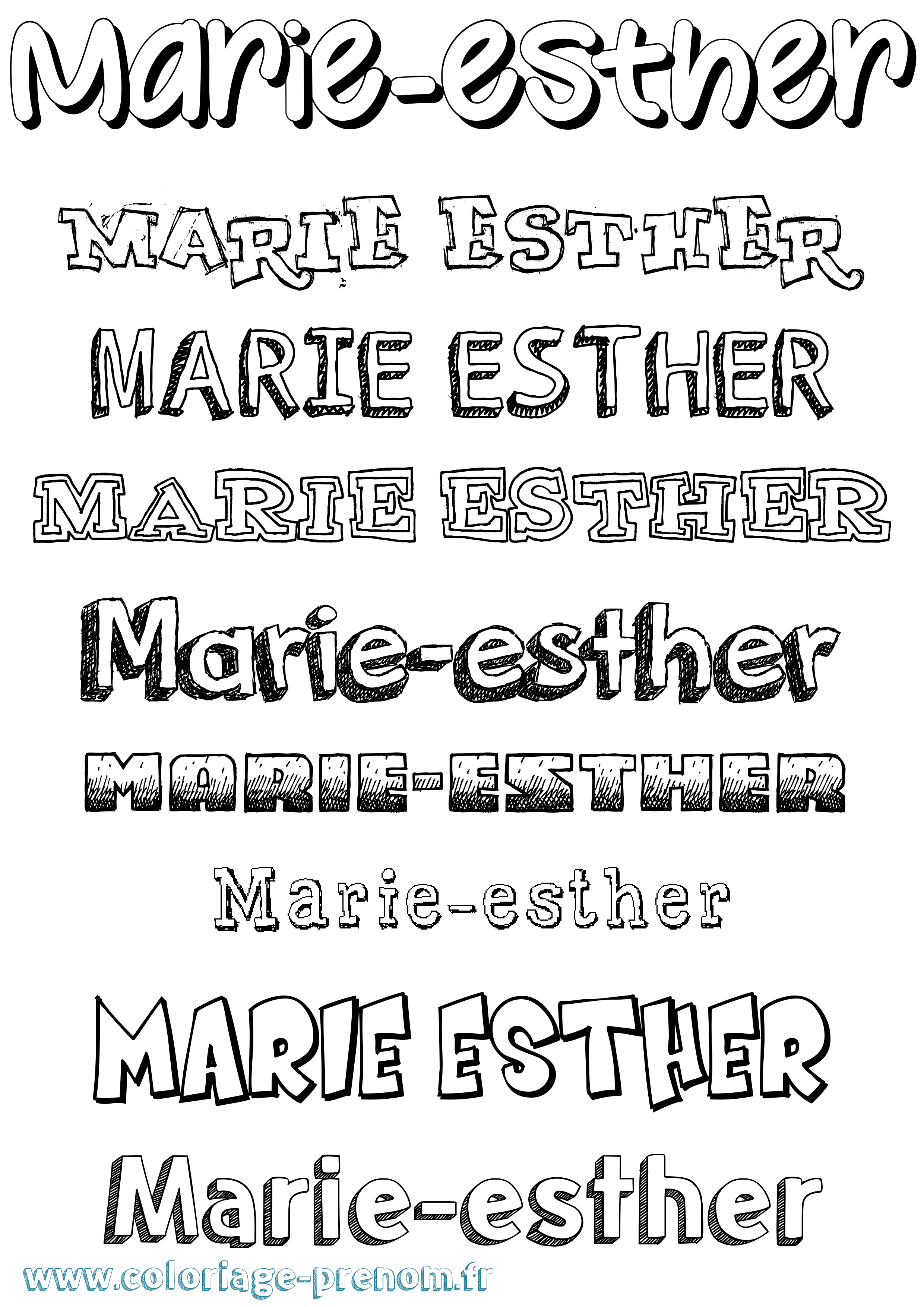 Coloriage Marie-Esther Dessiné Coloriage prénom Marie-Esther Dessiné
