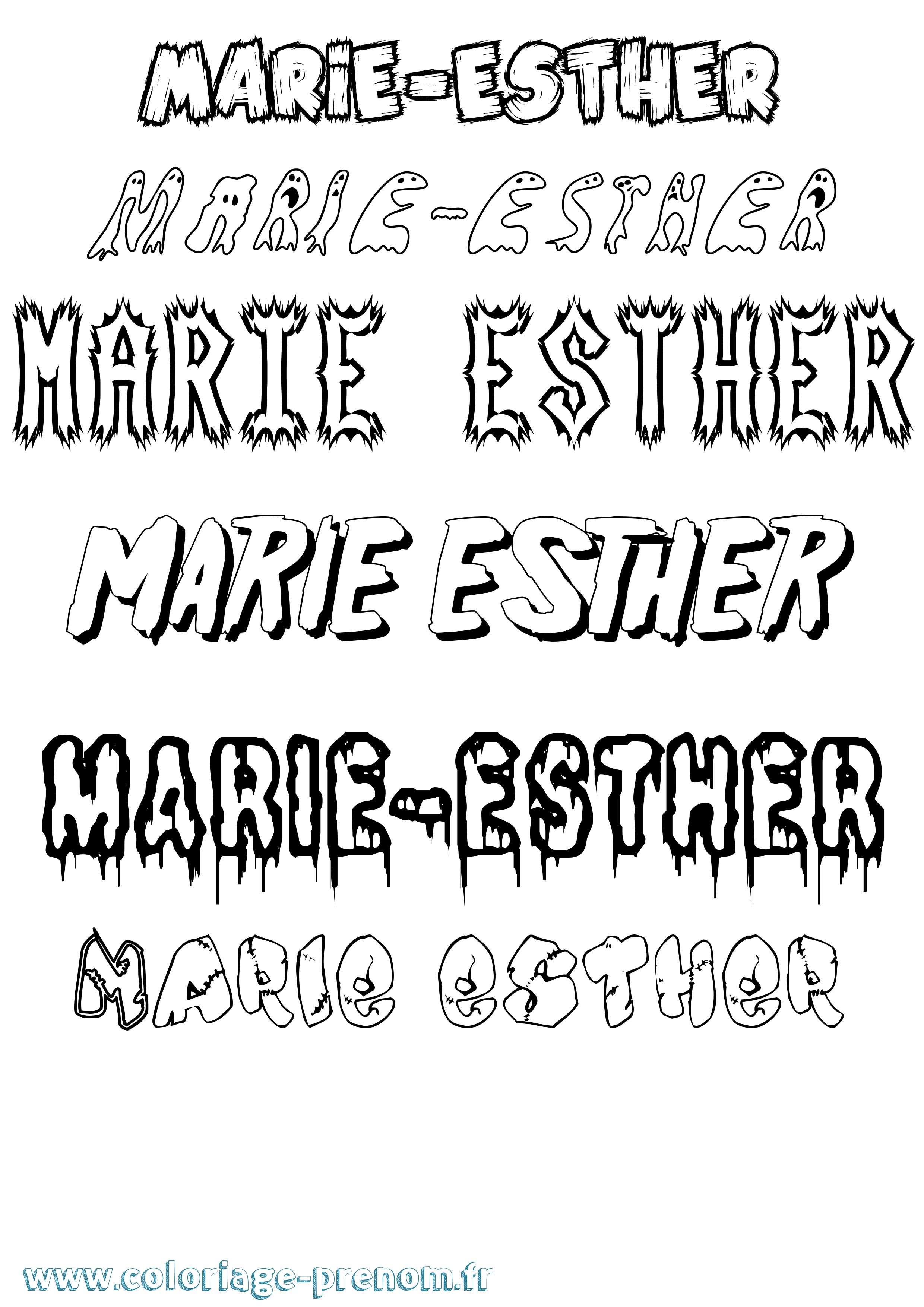 Coloriage Marie-Esther Frisson Coloriage prénom Marie-Esther Frisson