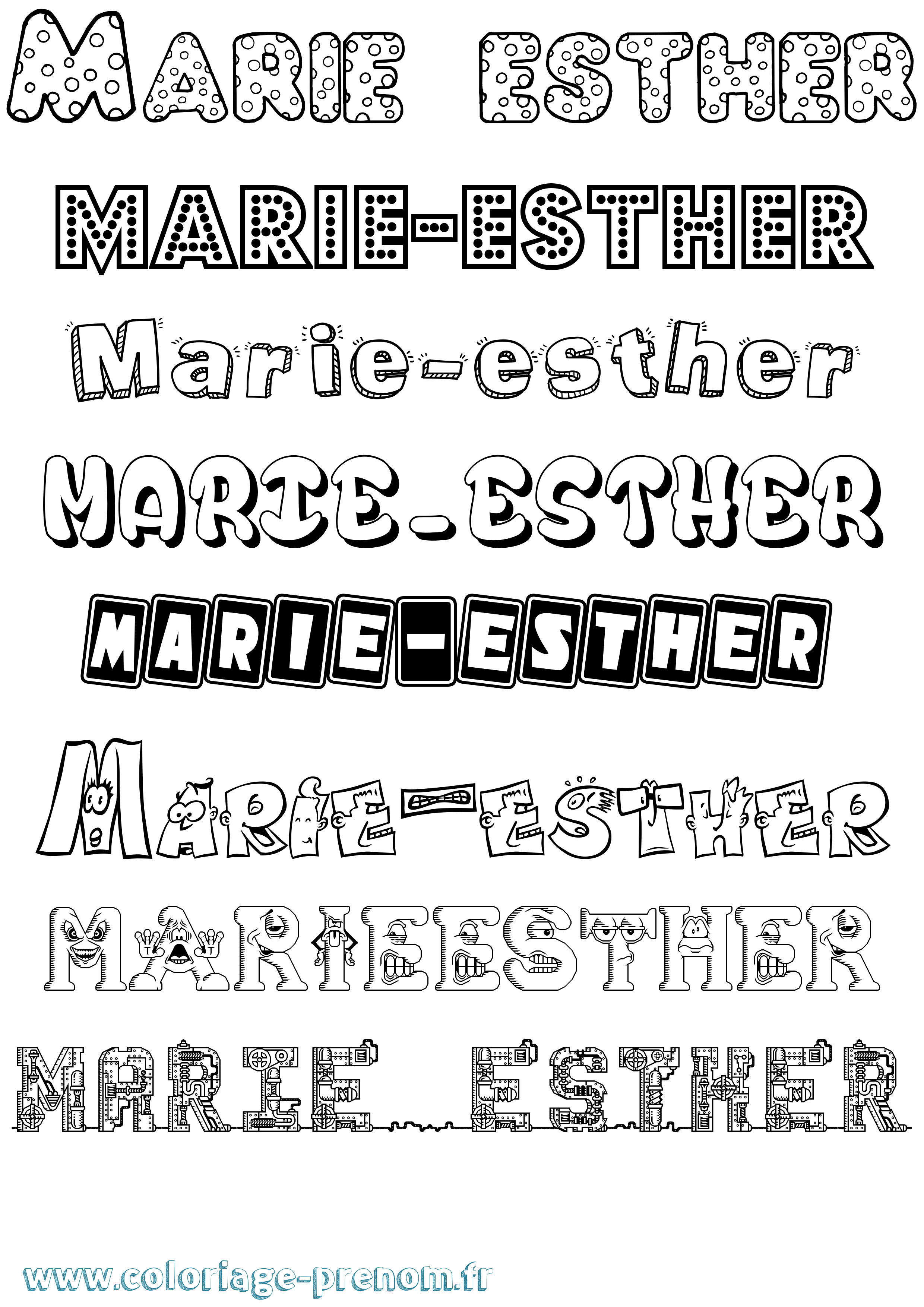 Coloriage Marie-Esther Fun Coloriage prénom Marie-Esther Fun