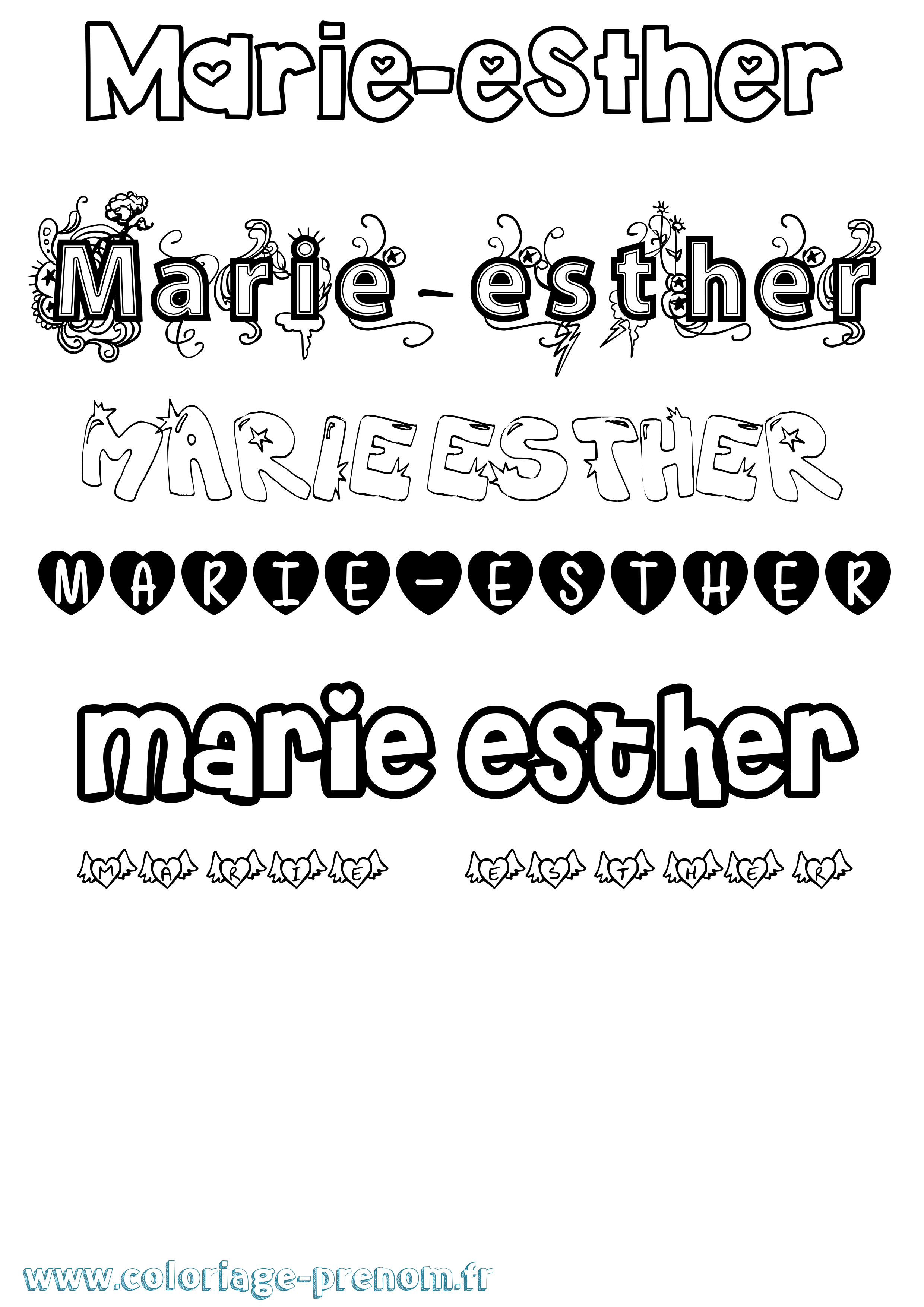 Coloriage Marie-Esther Girly Coloriage prénom Marie-Esther Girly