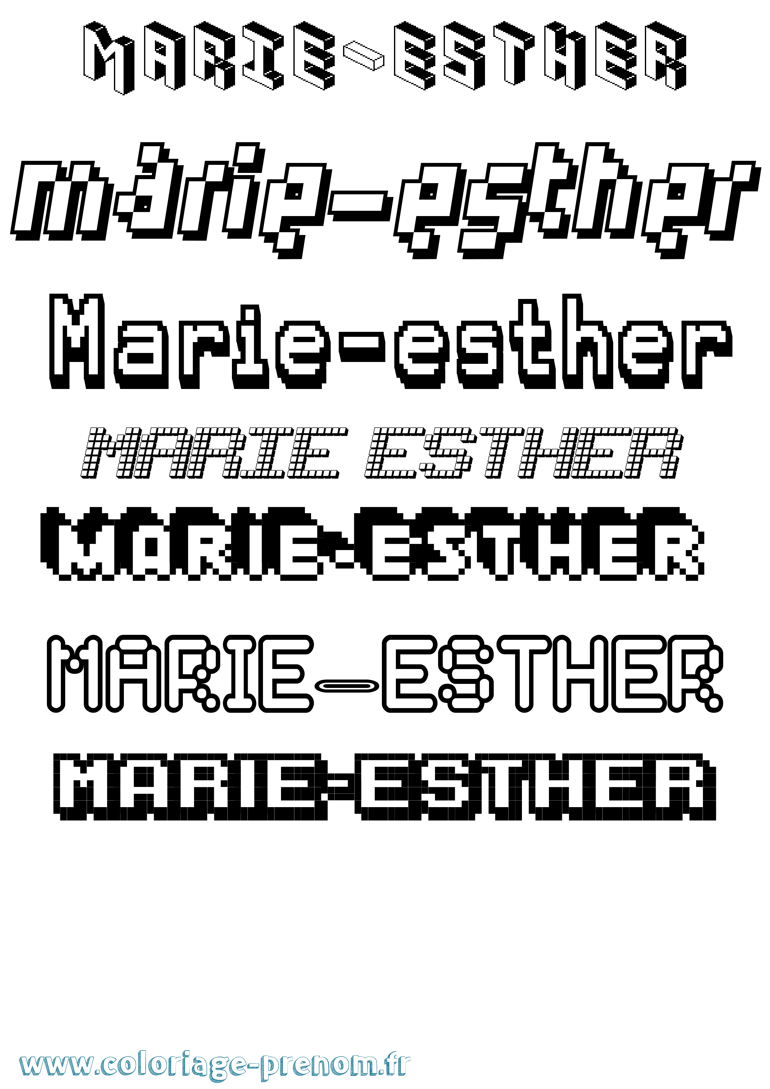 Coloriage Marie-Esther Pixel Coloriage prénom Marie-Esther Pixel