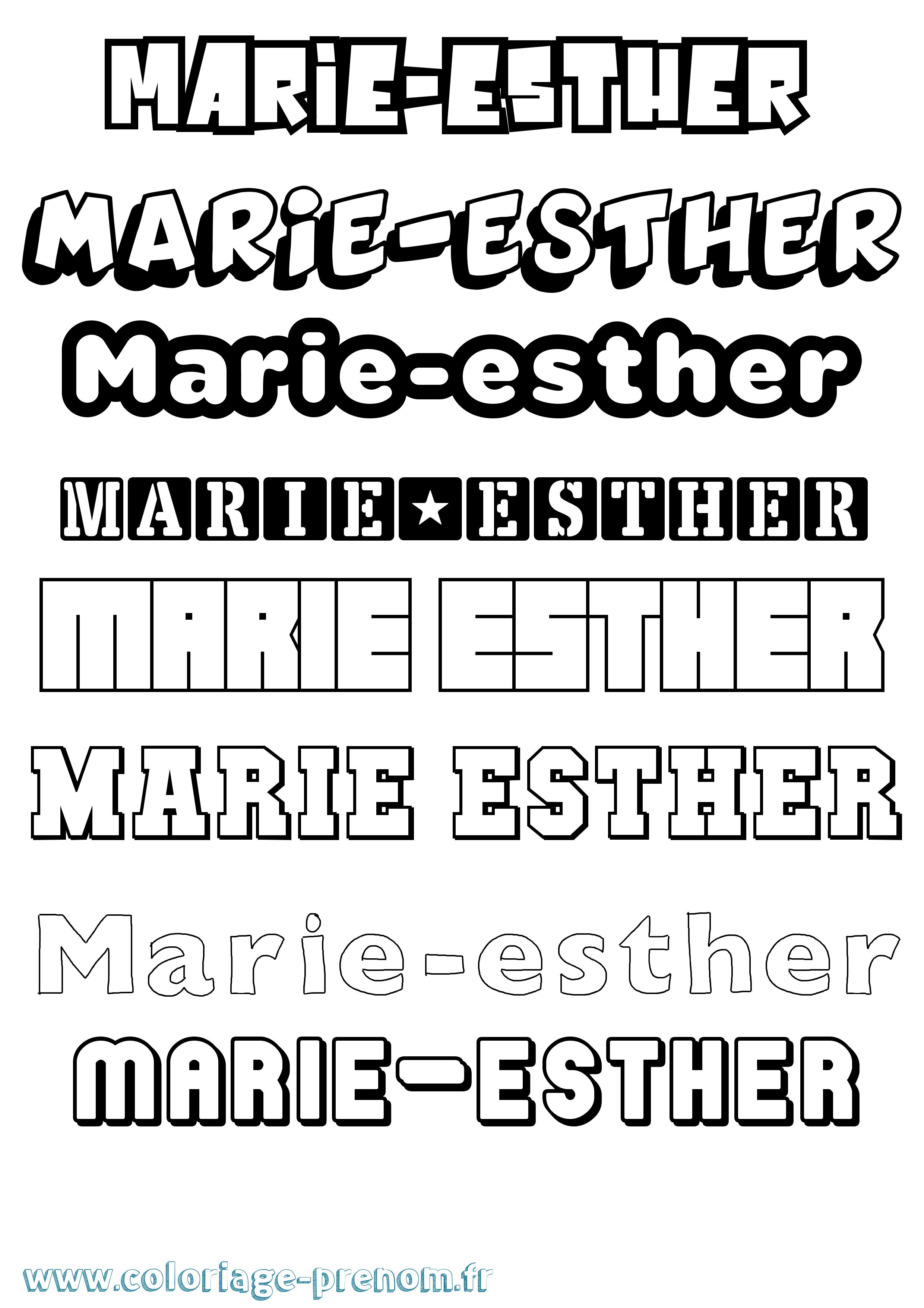 Coloriage Marie-Esther Simple Coloriage prénom Marie-Esther Simple
