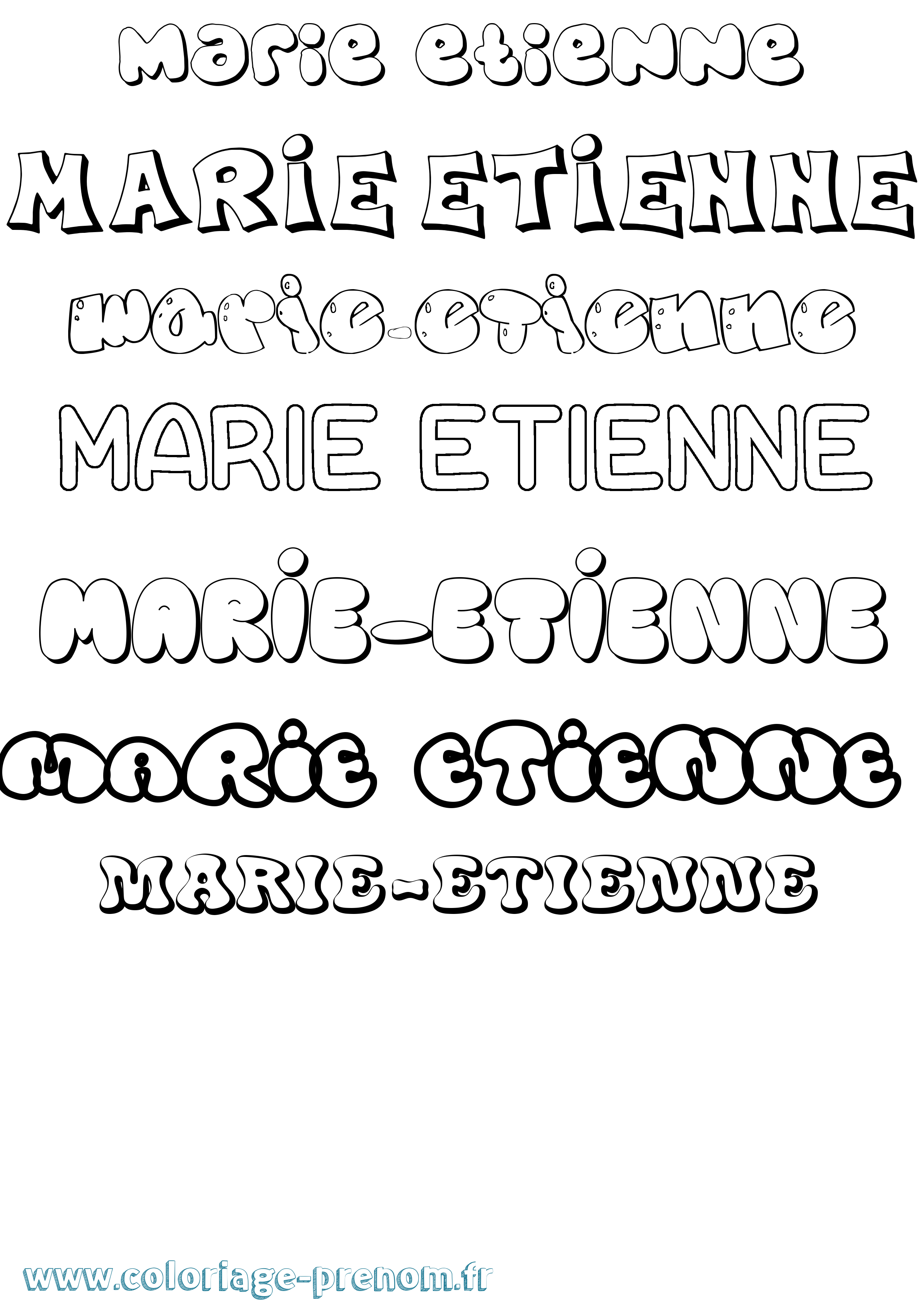Coloriage Marie-Etienne Bubble Coloriage prénom Marie-Etienne Bubble