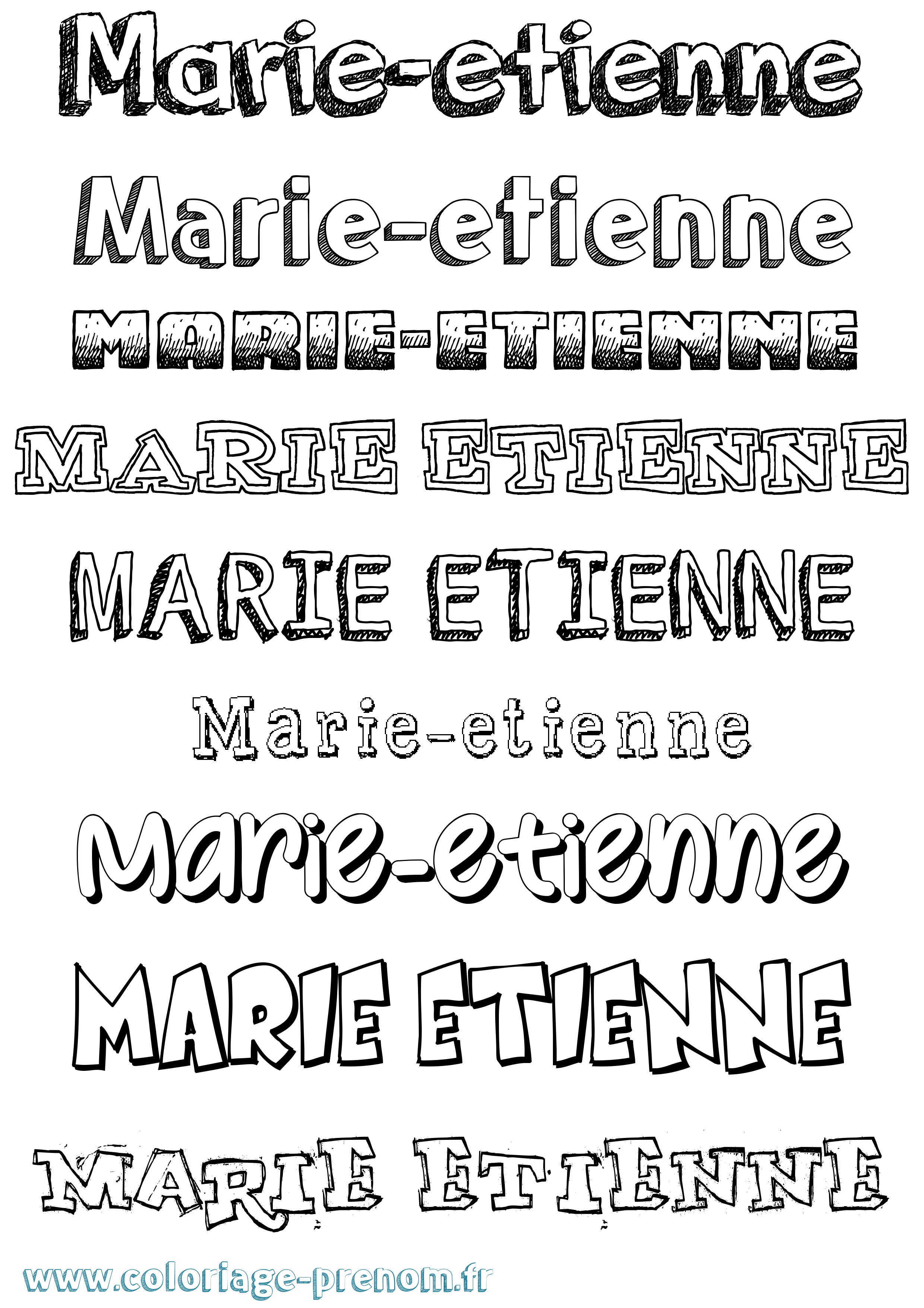 Coloriage Marie-Etienne Dessiné Coloriage prénom Marie-Etienne Dessiné