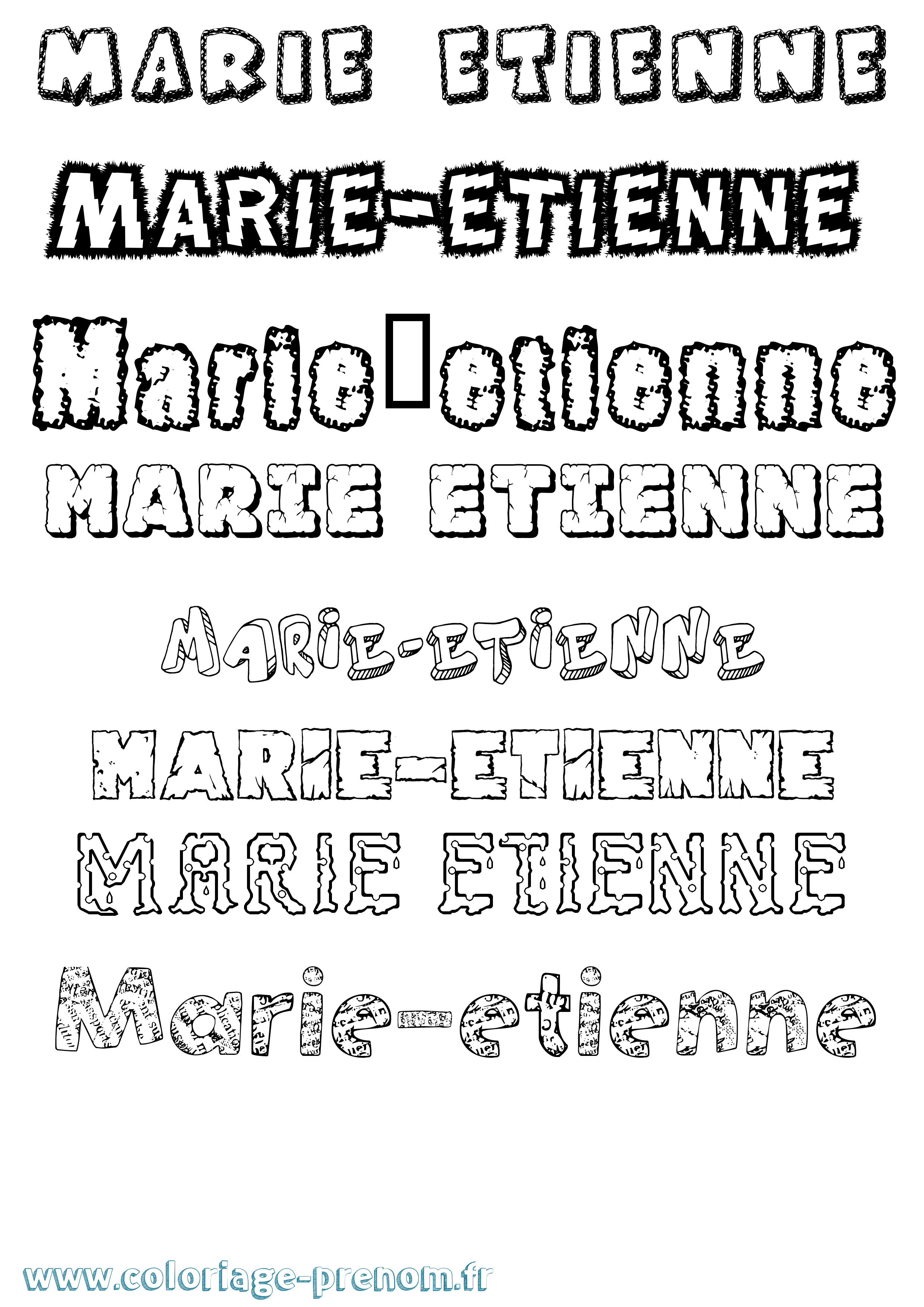 Coloriage Marie-Etienne Destructuré Coloriage prénom Marie-Etienne Destructuré