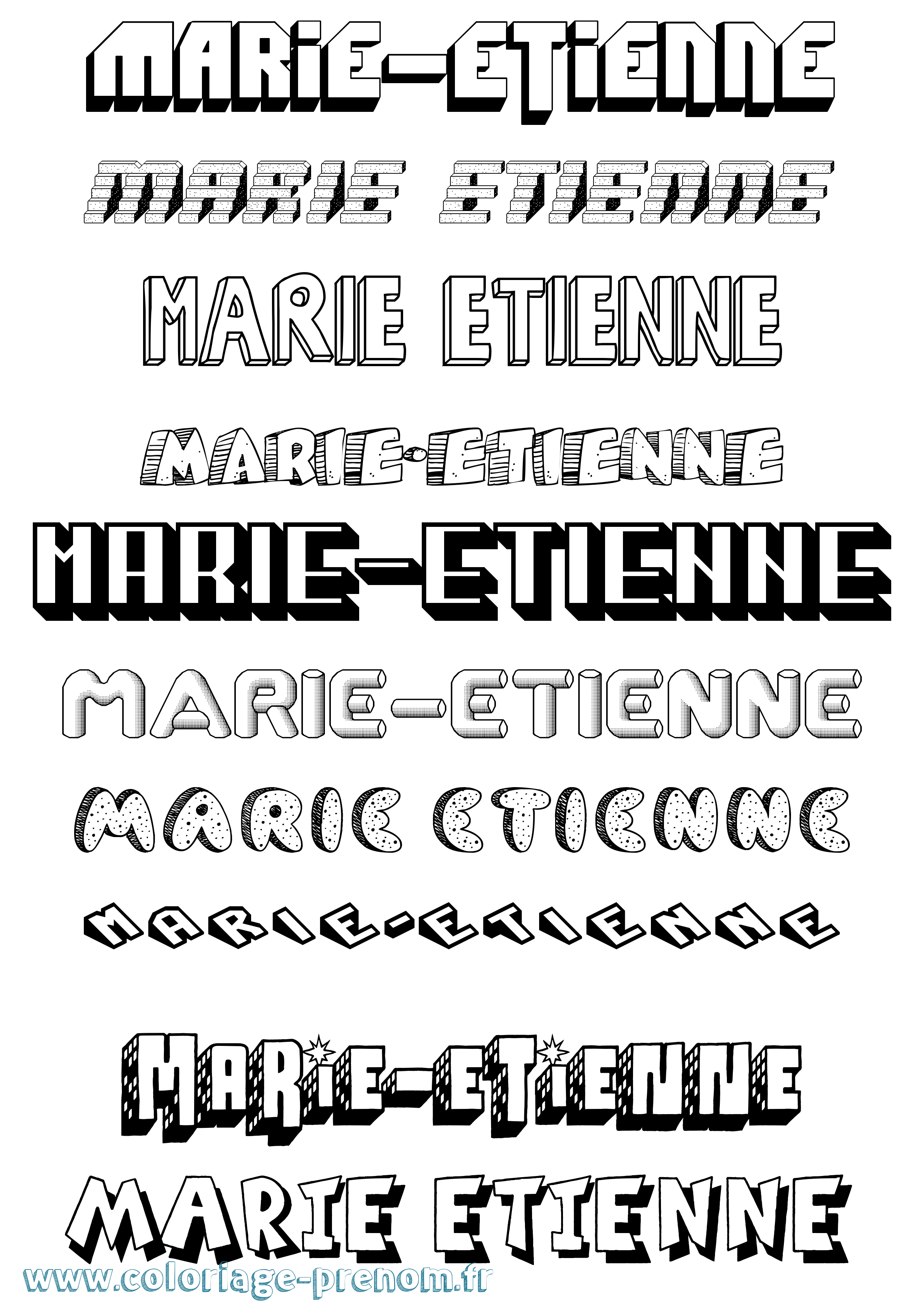 Coloriage Marie-Etienne Effet 3D Coloriage prénom Marie-Etienne Effet 3D