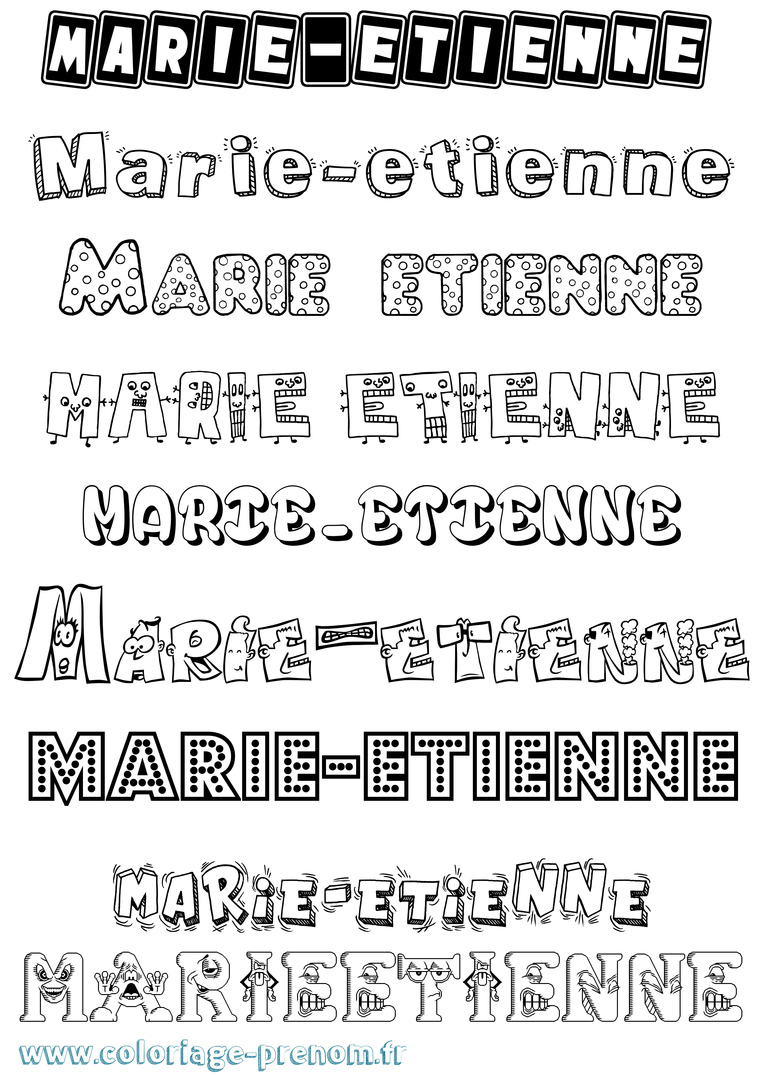 Coloriage Marie-Etienne Fun Coloriage prénom Marie-Etienne Fun