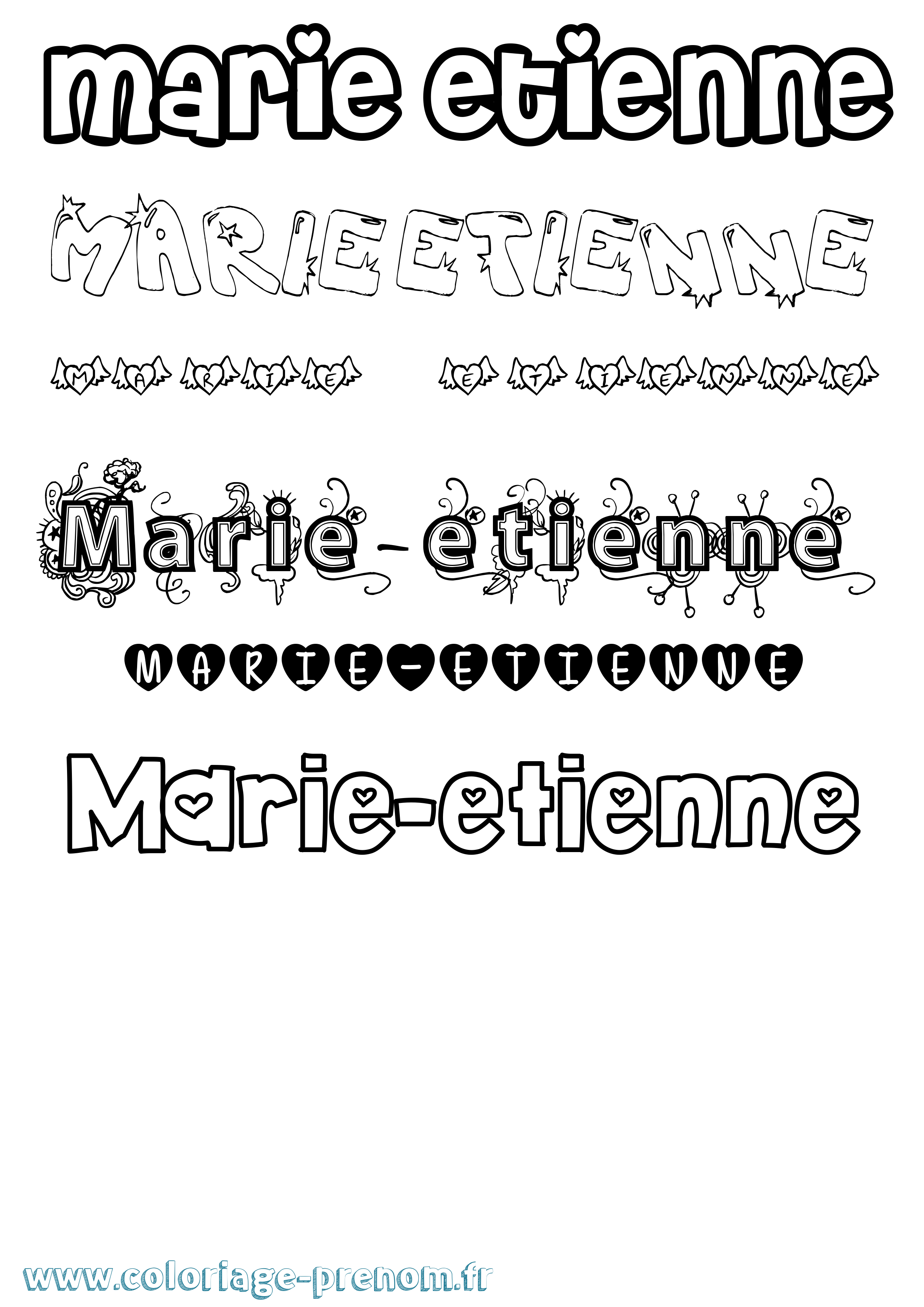 Coloriage Marie-Etienne Girly Coloriage prénom Marie-Etienne Girly